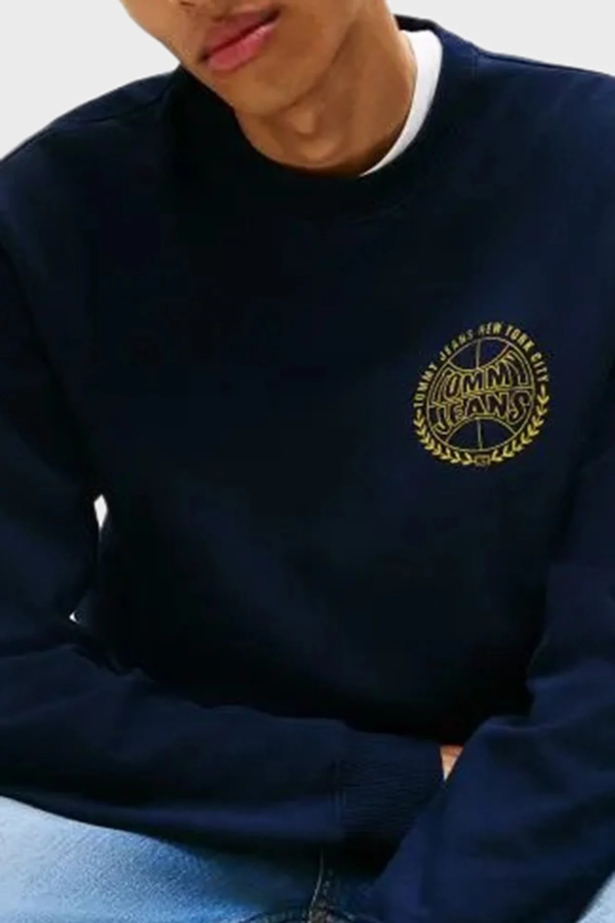 Tommy Jeans Logolu % 100 Pamuk Regular Fit Bisiklet Yaka Erkek Sweat DM0DM22081 C1G LACİVERT - 4