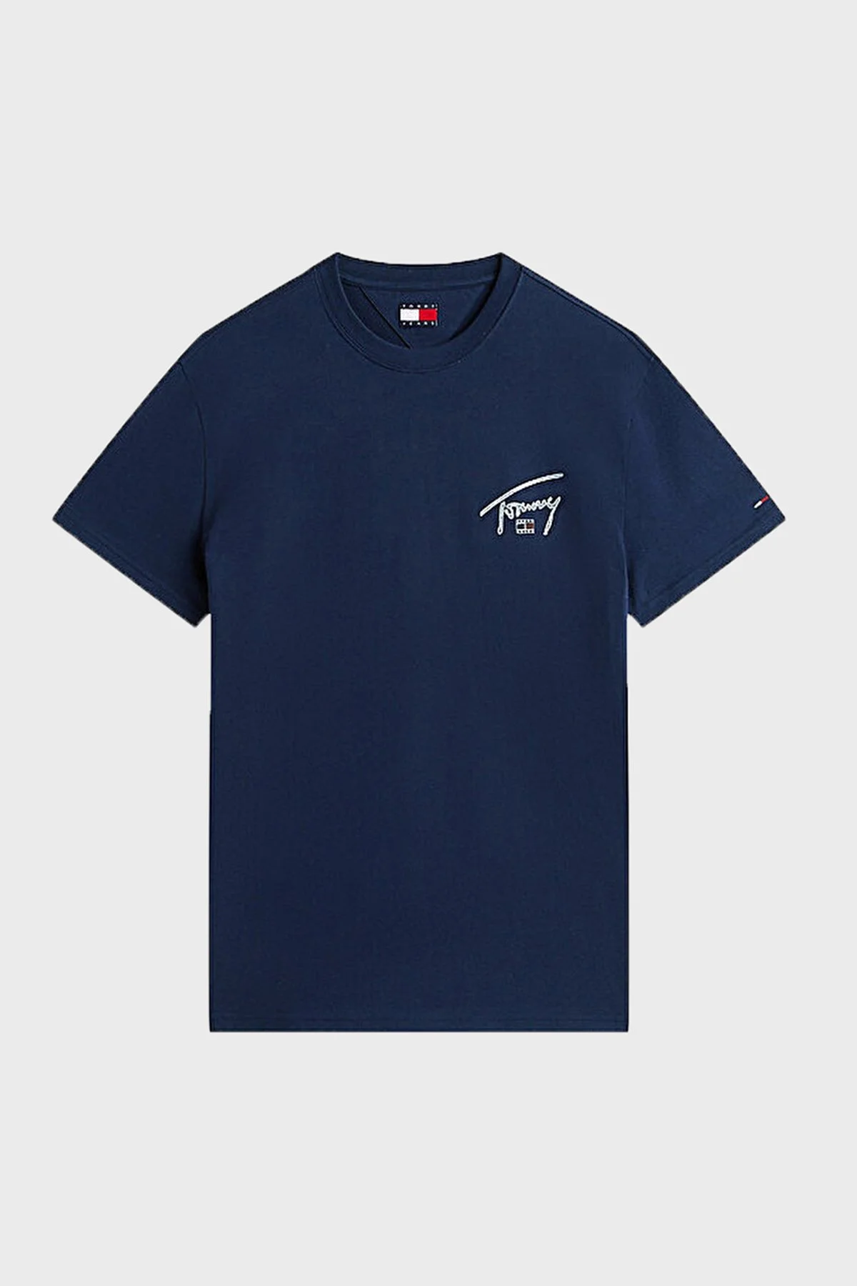Tommy Jeans Logolu % 100 Pamuk Regular Fit Bisiklet Yaka Erkek T Shirt DM0DM22320 C1G LACİVERT - 5