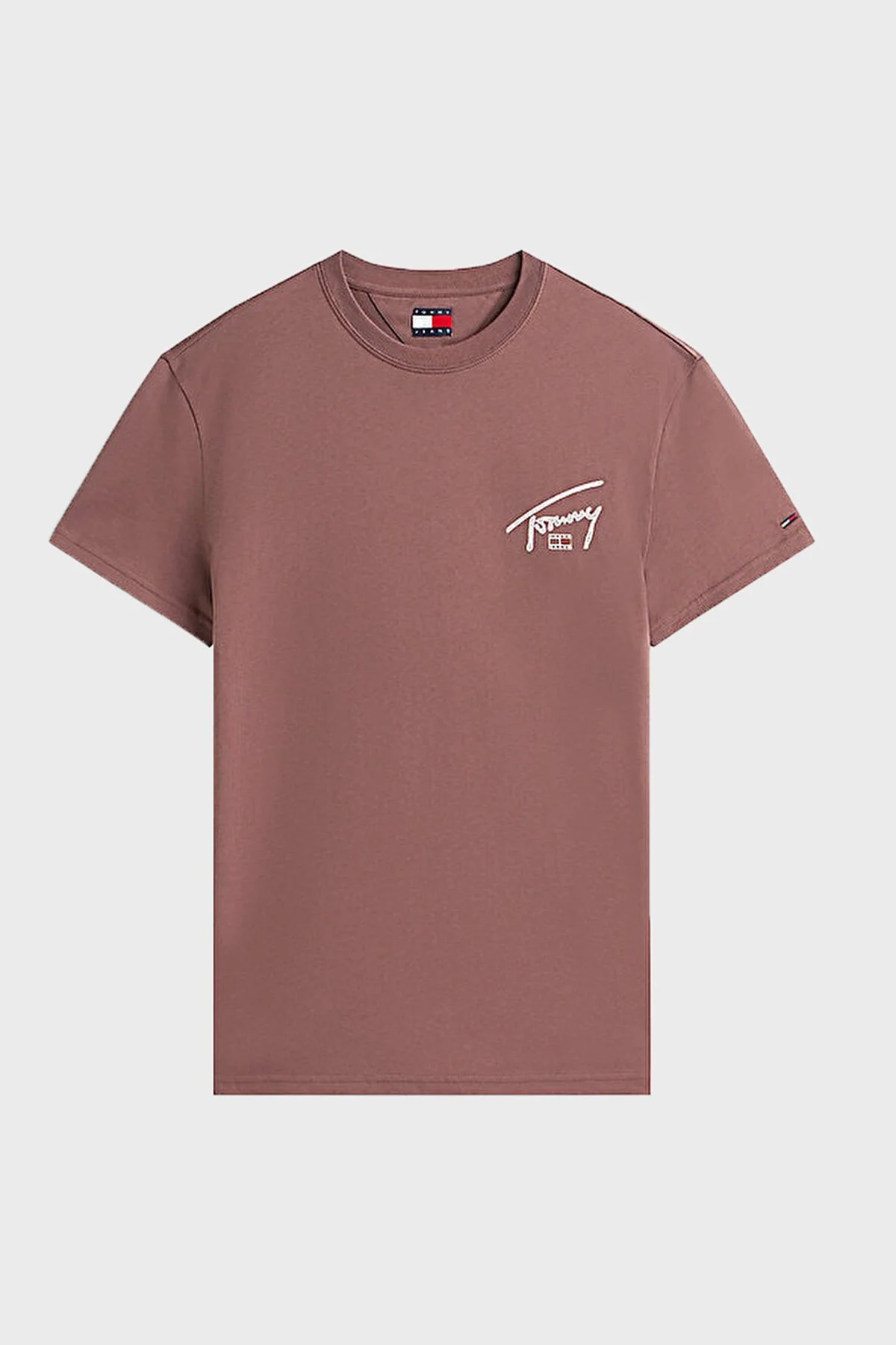 Tommy Jeans Logolu % 100 Pamuk Regular Fit Bisiklet Yaka Erkek T Shirt DM0DM22320 GW1 KAHVE - 5