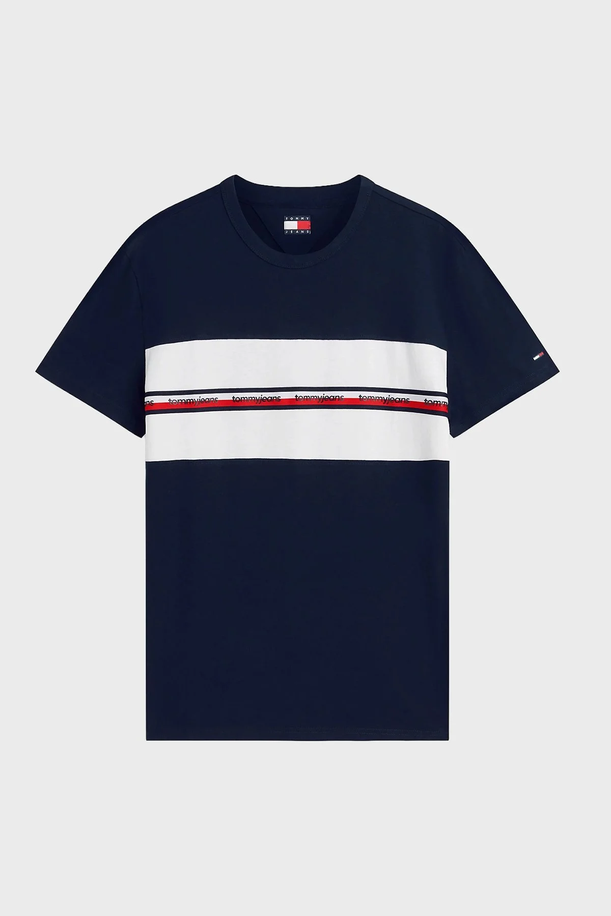 Tommy Jeans Logolu % 100 Pamuk Regular Fit Bisiklet Yaka Erkek T Shirt DM0DM23245 C1G Lacivert - 5
