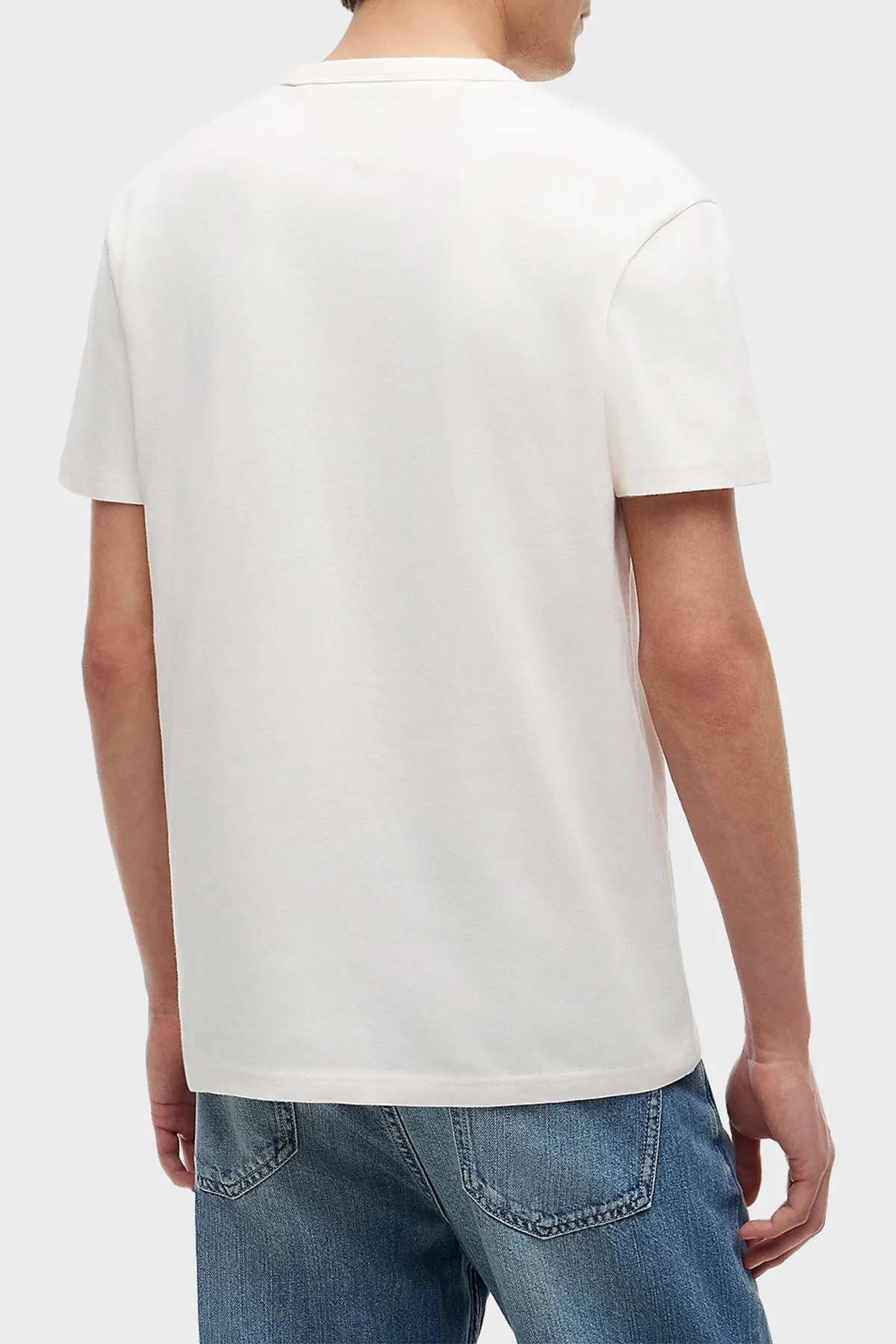 Tommy Jeans Logolu % 100 Pamuk Regular Fit Bisiklet Yaka Erkek T Shirt DM0DM23245 YBH Beyaz - 4