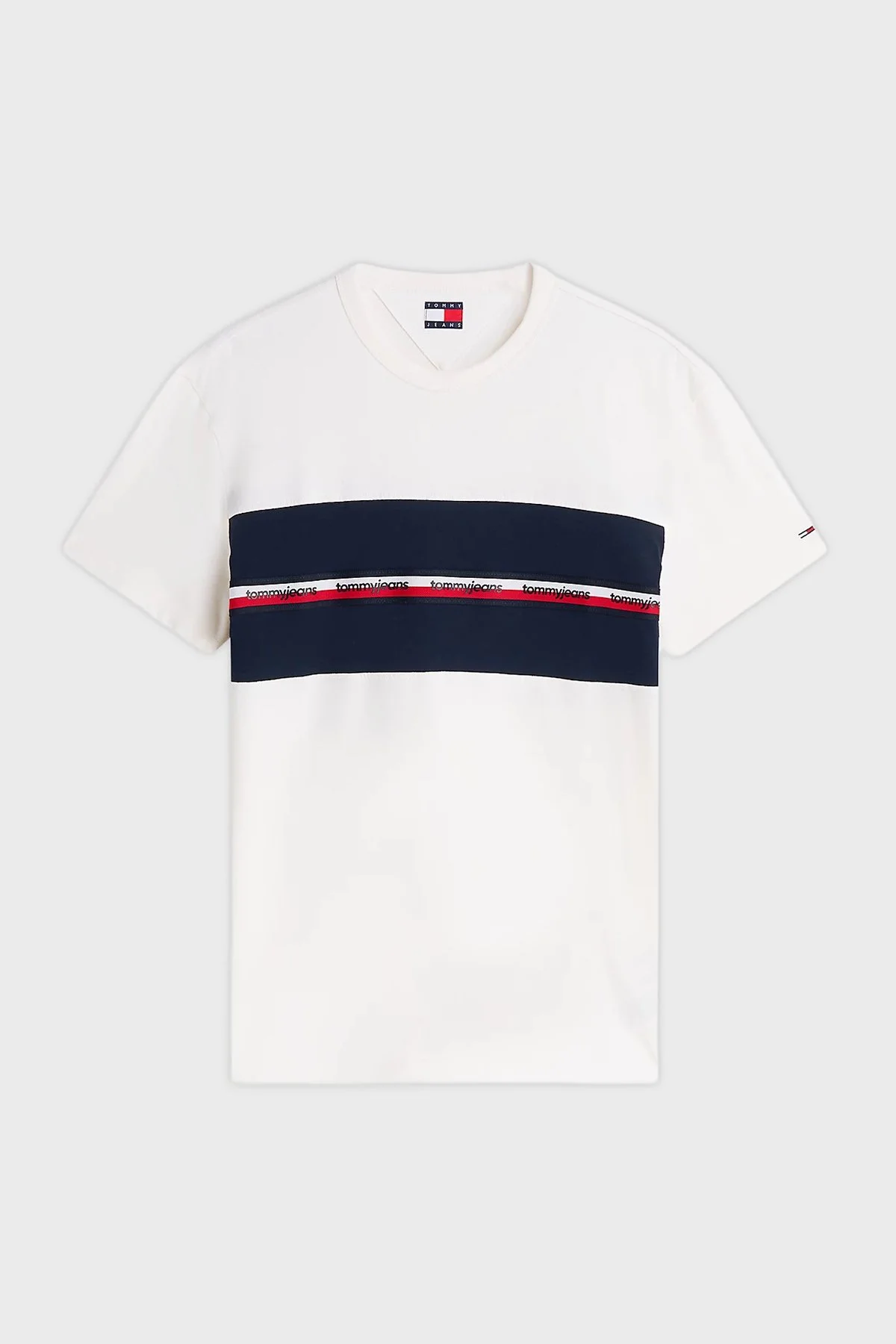 Tommy Jeans Logolu % 100 Pamuk Regular Fit Bisiklet Yaka Erkek T Shirt DM0DM23245 YBH Beyaz - 5