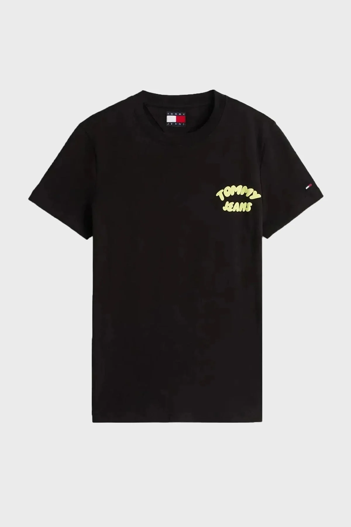 Tommy Jeans Logolu % 100 Pamuk Regular Fit Bisiklet Yaka Kadın T Shirt DW0DW22310 BDS SİYAH - 5