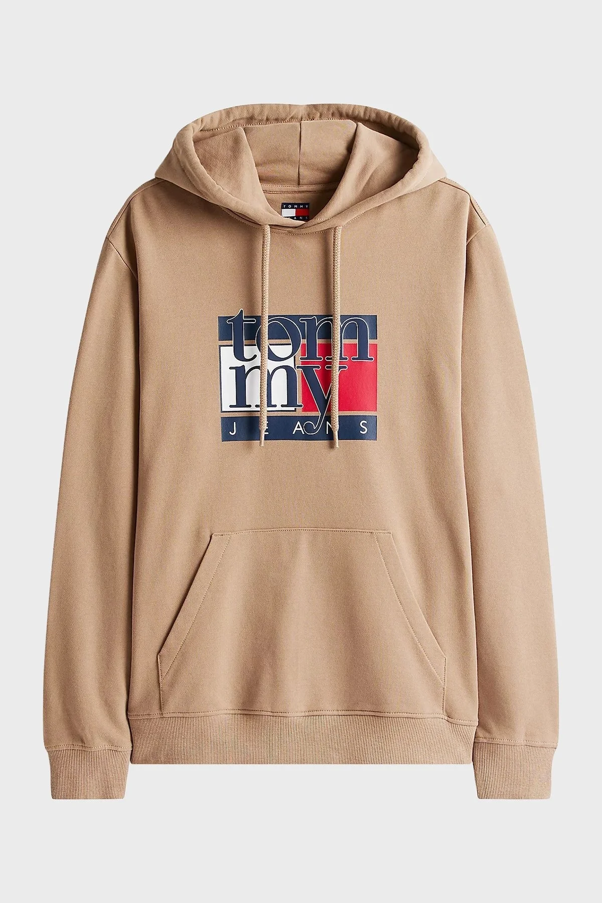 Tommy Jeans Logolu % 100 Pamuk Regular Fit Kapüşonlu Erkek Sweat DM0DM22092 AFE BEJ - 5