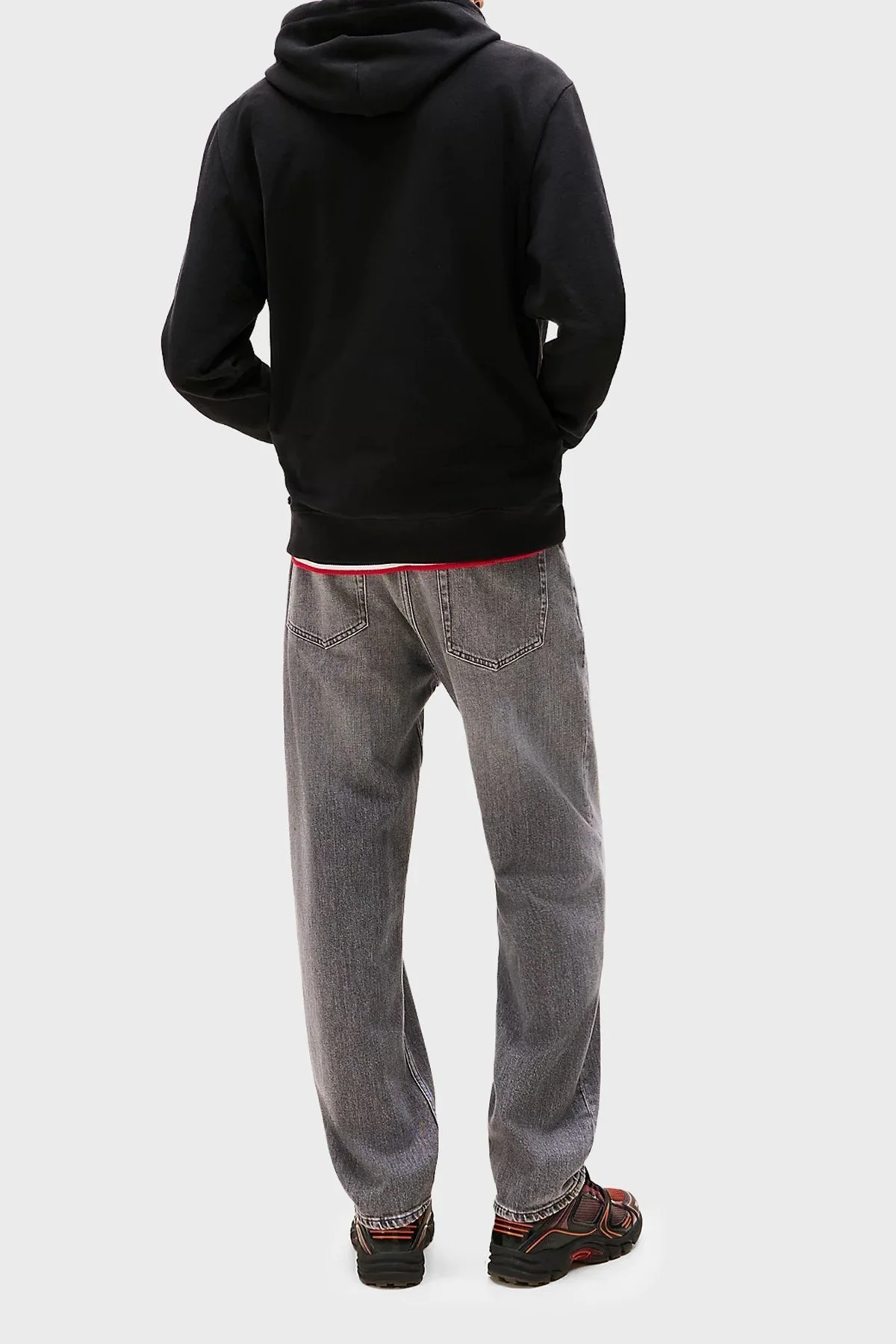 Tommy Jeans Logolu % 100 Pamuk Regular Fit Kapüşonlu Erkek Sweat DM0DM22092 BDS SİYAH - 3