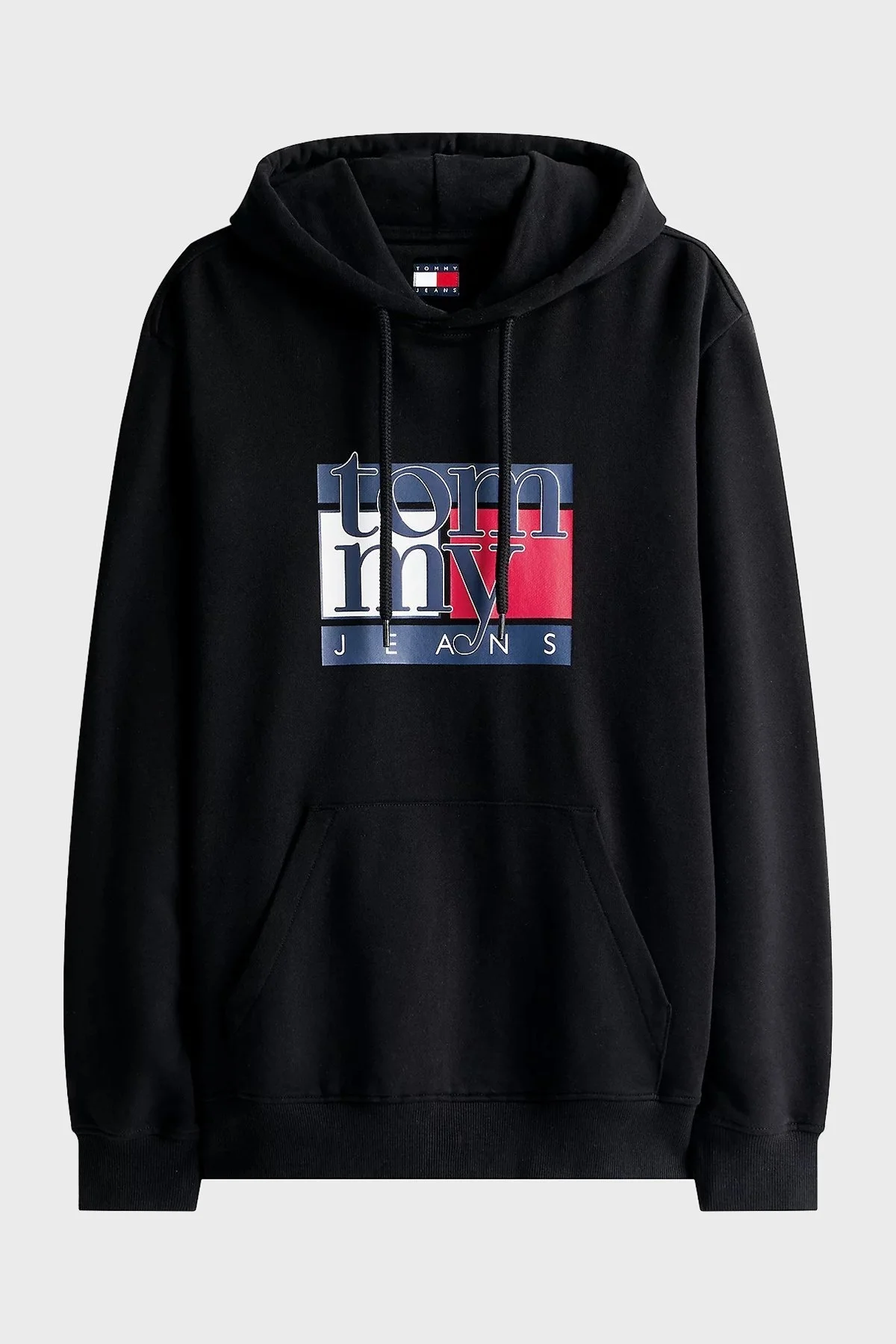 Tommy Jeans Logolu % 100 Pamuk Regular Fit Kapüşonlu Erkek Sweat DM0DM22092 BDS SİYAH - 5