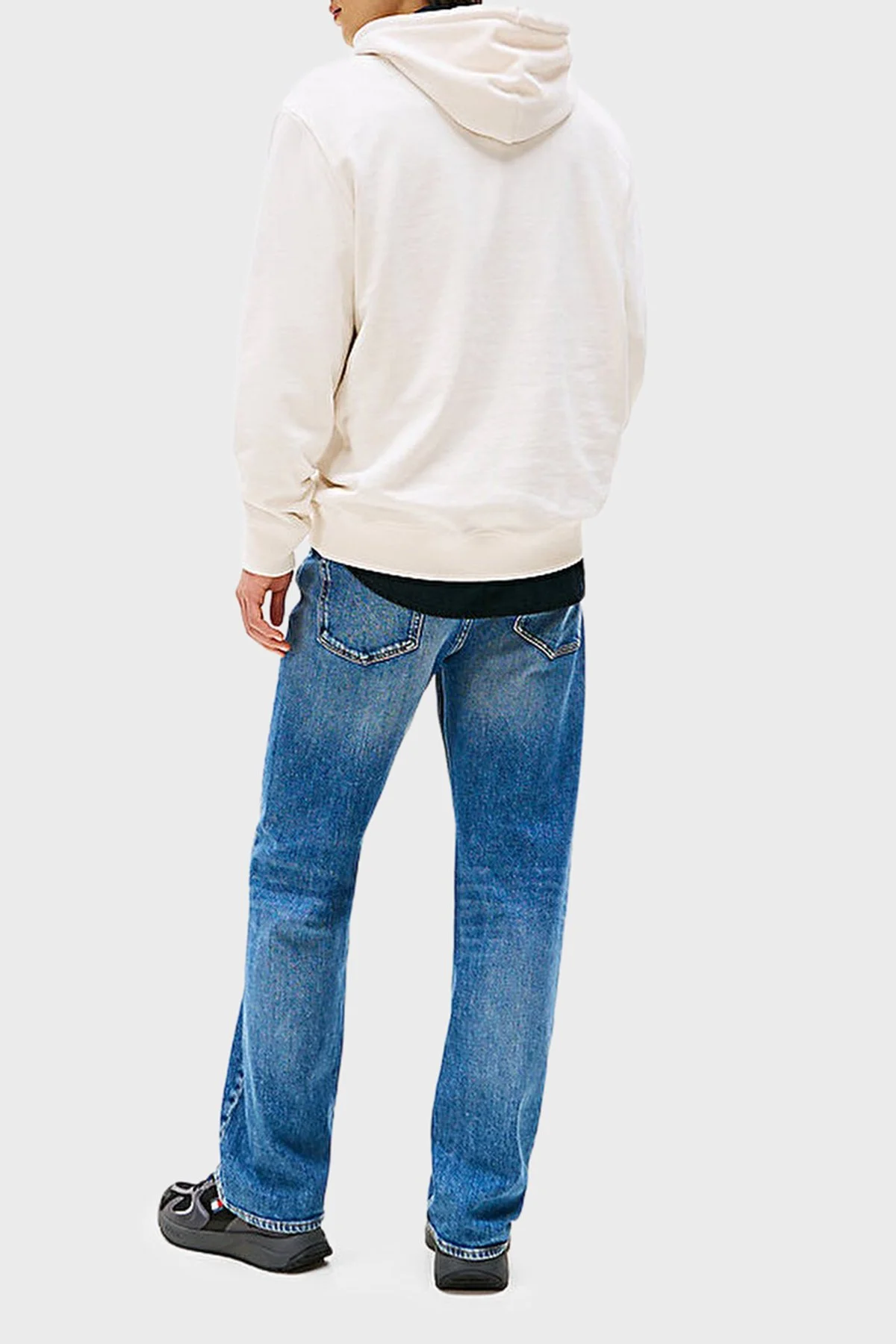 Tommy Jeans Logolu % 100 Pamuk Regular Fit Kapüşonlu Erkek Sweat DM0DM22092 YBH BEYAZ - 3