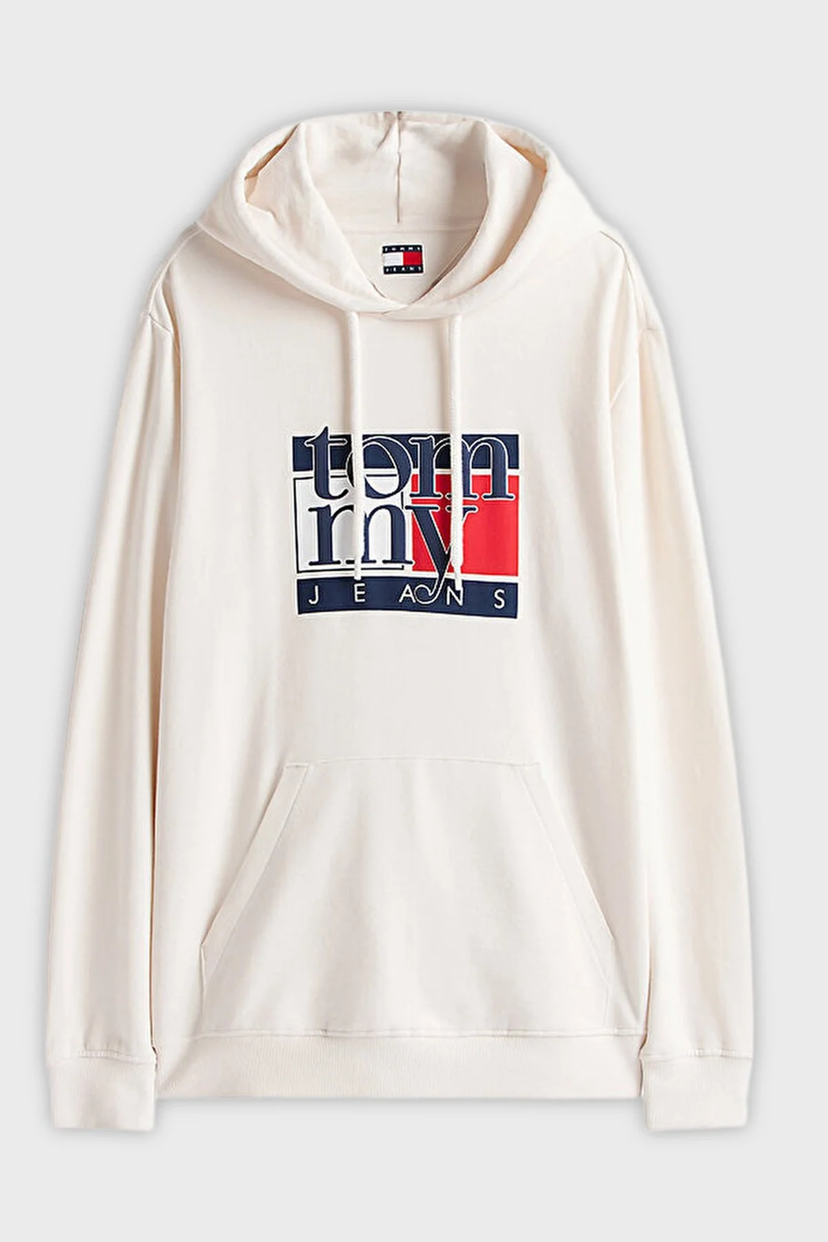 Tommy Jeans Logolu % 100 Pamuk Regular Fit Kapüşonlu Erkek Sweat DM0DM22092 YBH BEYAZ - 5