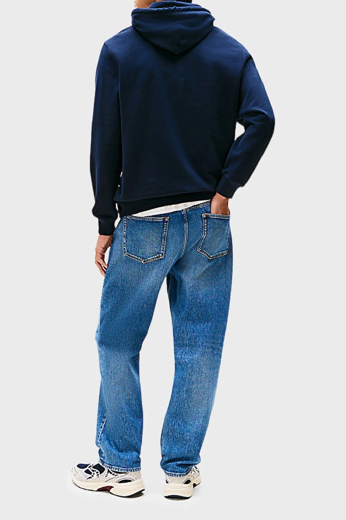 Tommy Jeans Logolu % 100 Pamuk Regular Fit Kapüşonlu Erkek Sweat DM0DM22113 C1G LACİVERT - 3