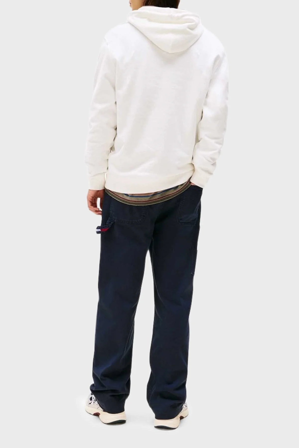 Tommy Jeans Logolu % 100 Pamuk Regular Fit Kapüşonlu Erkek Sweat DM0DM22113 YBL BEYAZ - 2