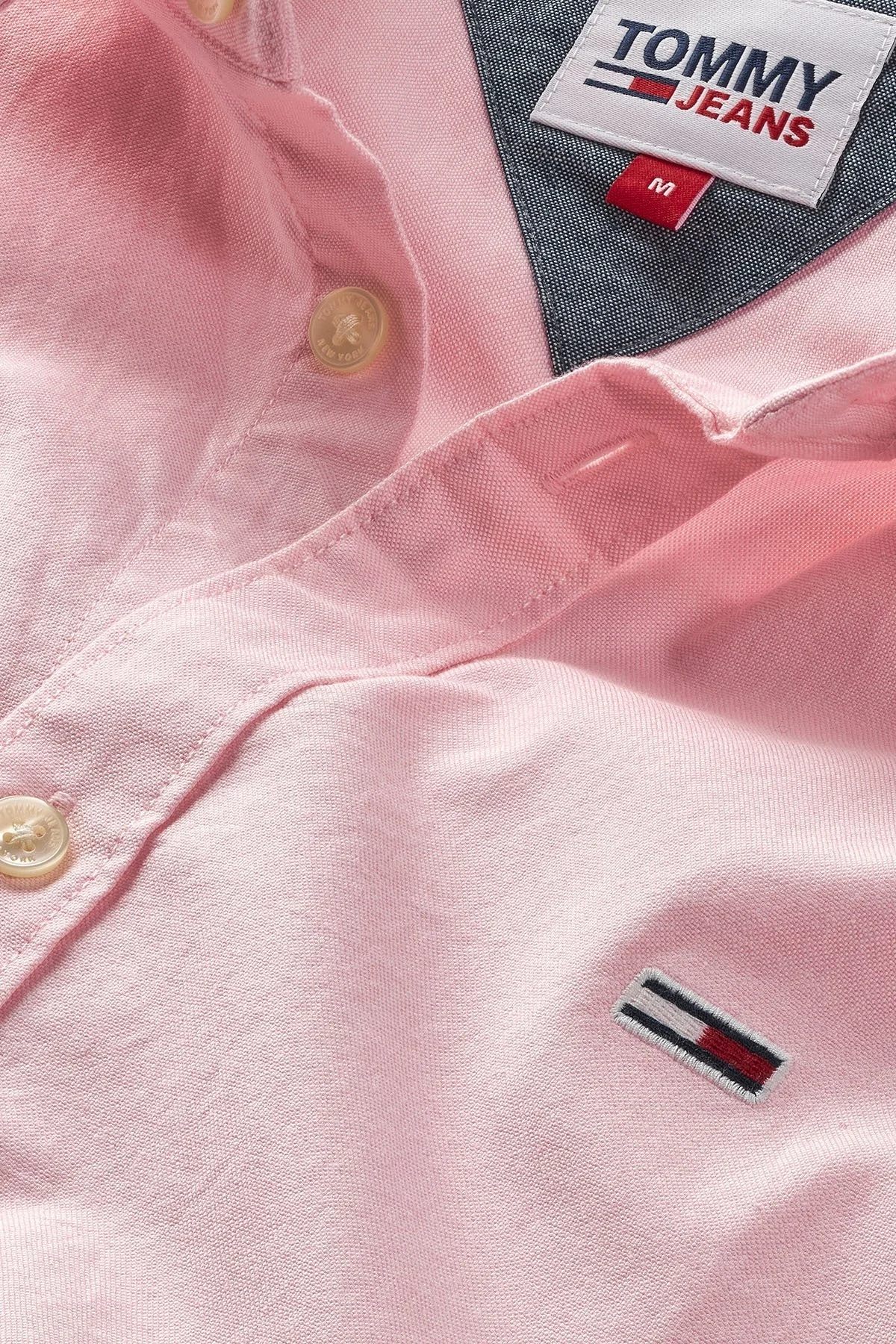 Tommy Jeans Logolu % 100 Pamuk Regular Fit Oxford Erkek Gömlek DM0DM15408 TG0 PEMBE - 2