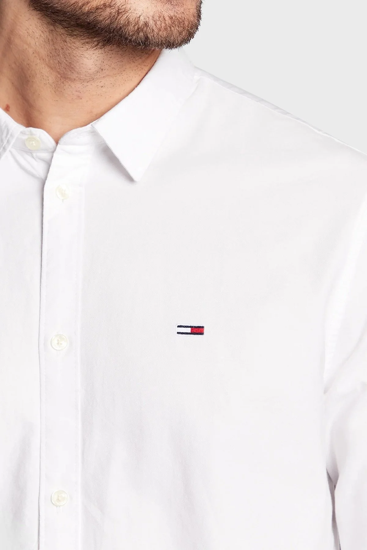 Tommy Jeans Logolu % 100 Pamuk Regular Fit Oxford Erkek Gömlek DM0DM15408 YBR BEYAZ - 3