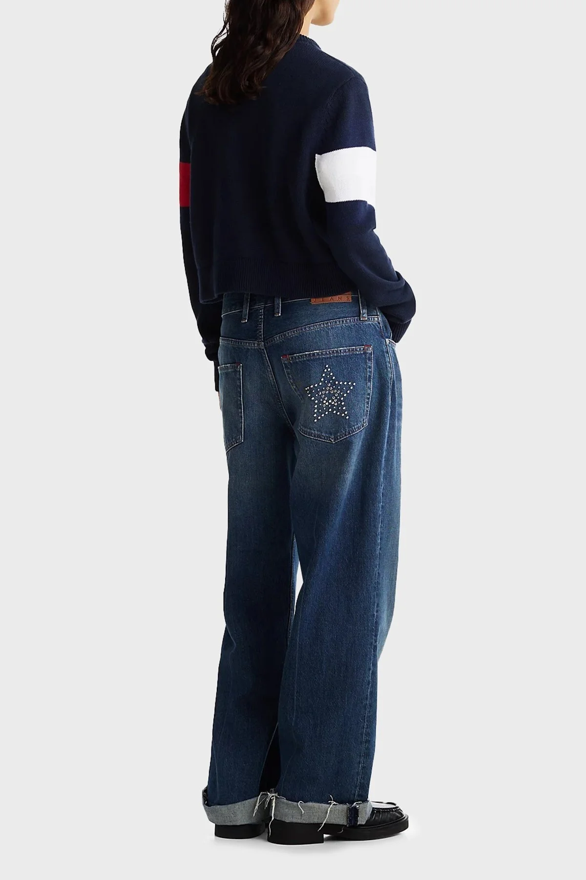 Tommy Jeans Logolu % 100 Pamuk Relaxed Fit Bisiklet Yaka Örme Bayan Kazak DW0DW19335 C1G LACİVERT - 2