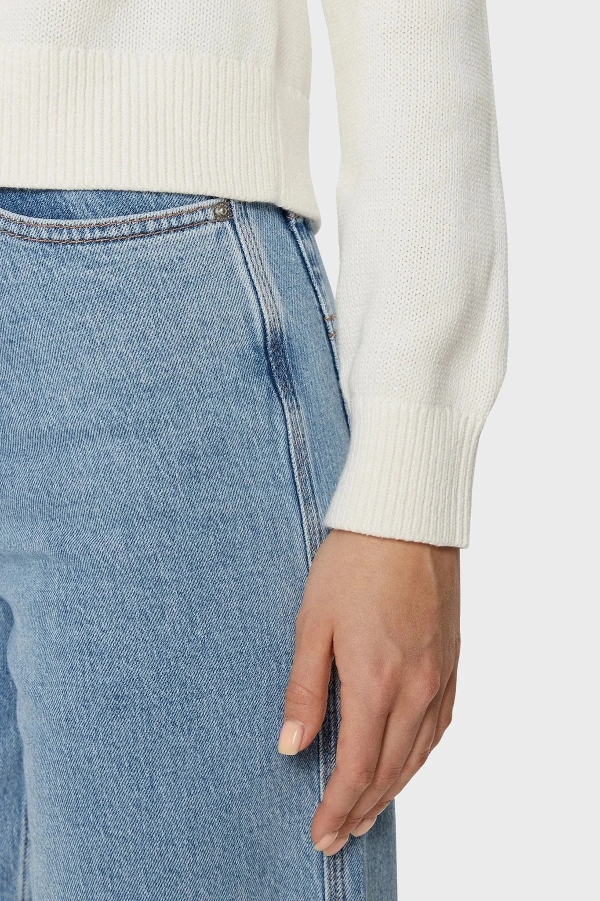 Tommy Jeans Logolu % 100 Pamuk Relaxed Fit Bisiklet Yaka Örme Bayan Kazak DW0DW19335 YBH BEYAZ - 4