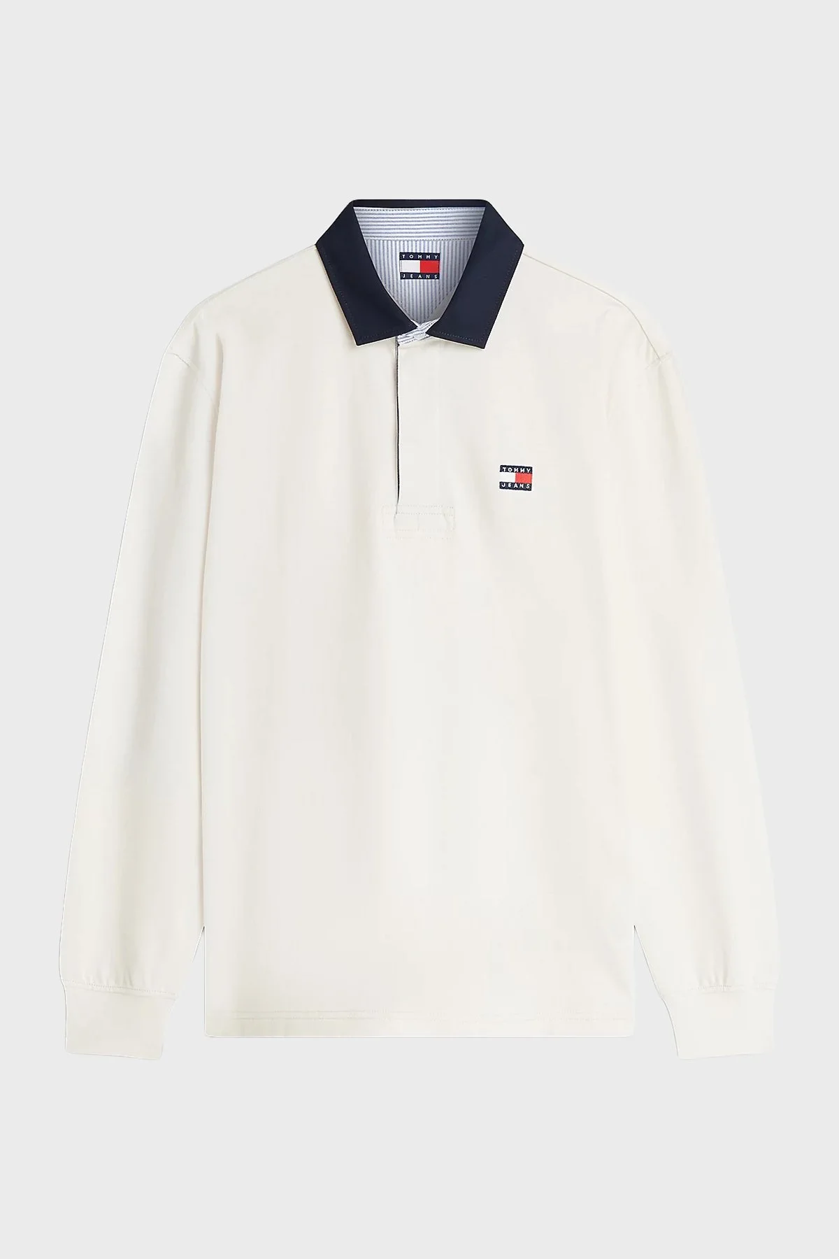 Tommy Jeans Logolu % 100 Pamuk Relaxed Fit Düğmeli Erkek Polo Yaka Sweat DM0DM23070 AEF Bej - 5