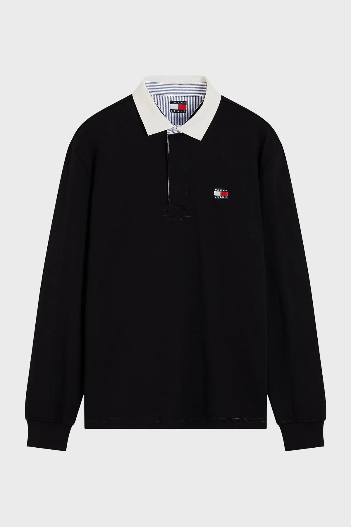 Tommy Jeans Logolu % 100 Pamuk Relaxed Fit Düğmeli Erkek Polo Yaka Sweat DM0DM23070 BDS Siyah - 5