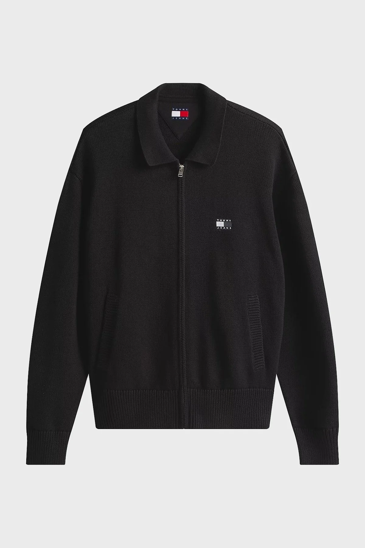 Tommy Jeans Logolu % 100 Pamuk Relaxed Fit Gömlek Yaka Örme Erkek Sweat DM0DM22106 BDS SİYAH - 5