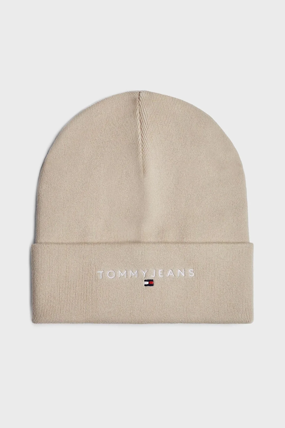 Tommy Jeans Logolu % 100 Pamuk Yumuşak Dokulu Bayan Bere AW0AW16783 ACG BEJ - 5