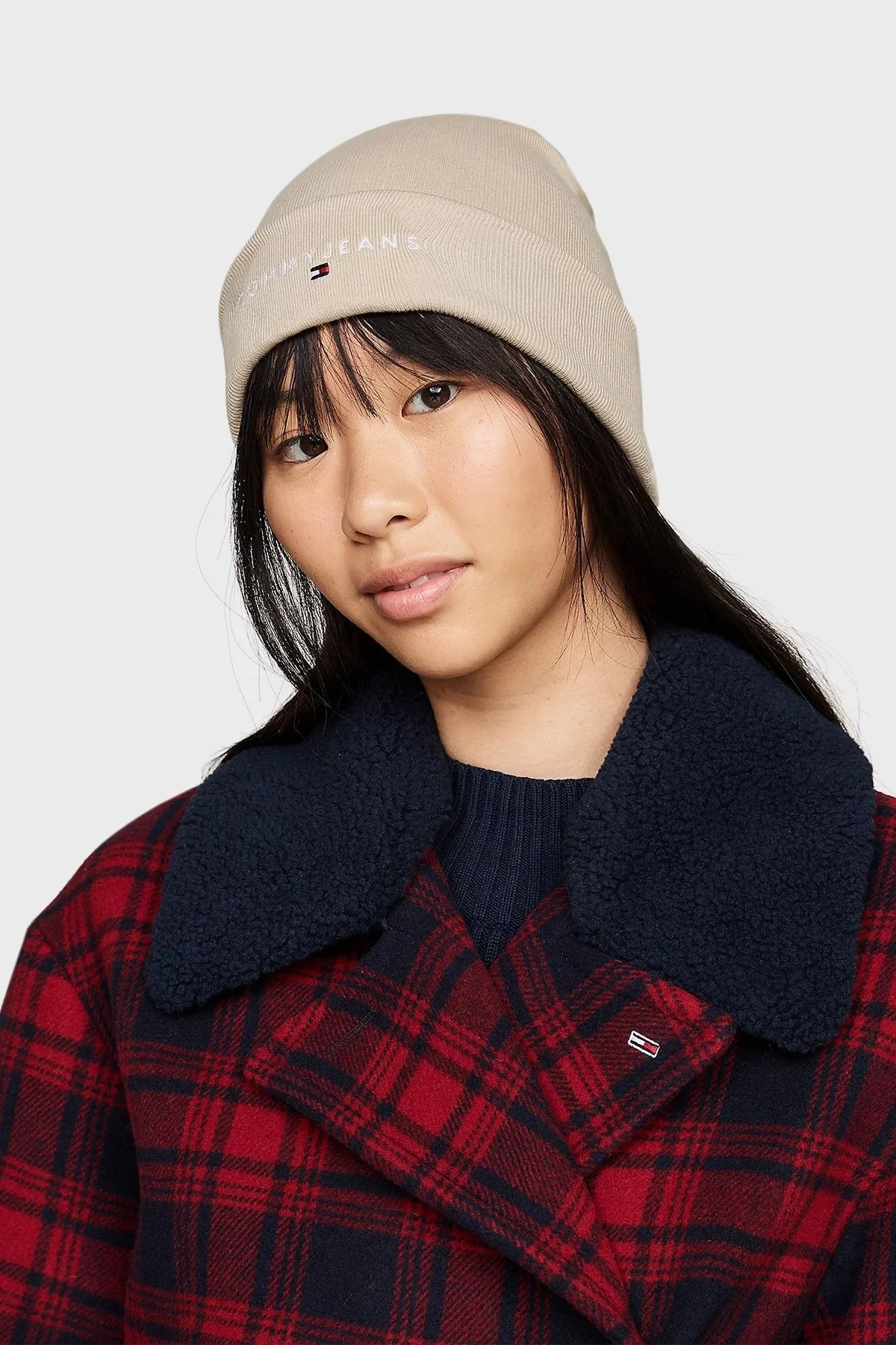 Tommy Jeans Logolu % 100 Pamuk Yumuşak Dokulu Bayan Bere AW0AW16783 ACG BEJ - 6