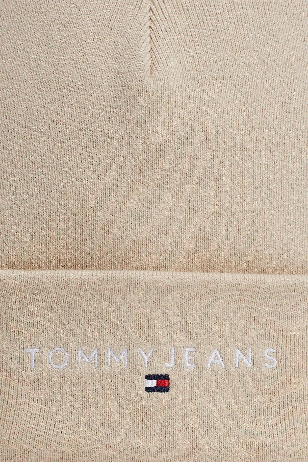 Tommy Jeans Logolu % 100 Pamuk Yumuşak Dokulu Bayan Bere AW0AW16783 ACG BEJ - 8