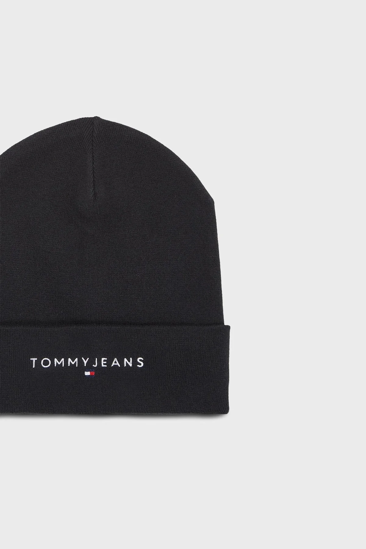 Tommy Jeans Logolu % 100 Pamuk Yumuşak Dokulu Bayan Bere AW0AW16783 BDS SİYAH - 3