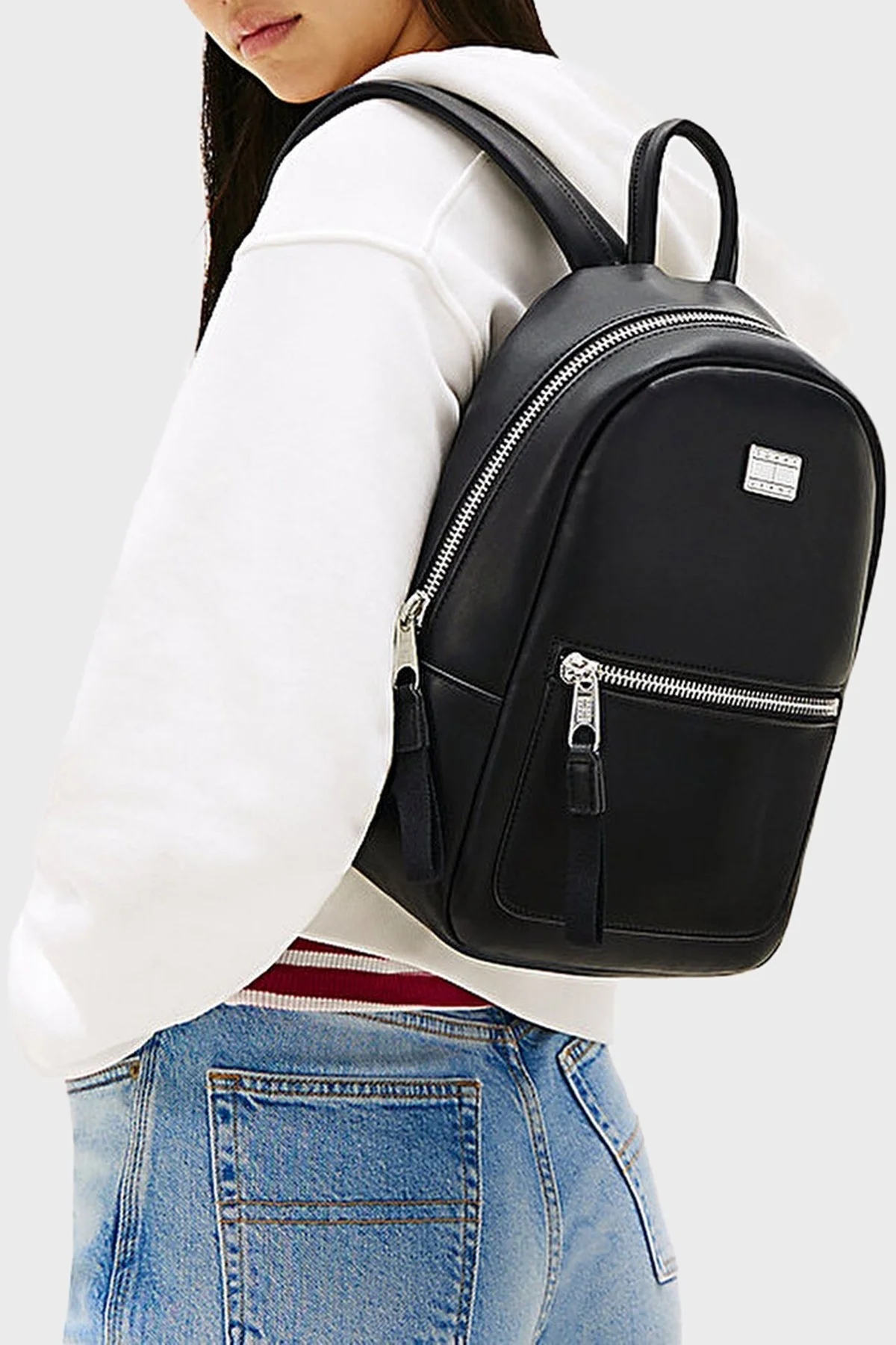 Tommy Jeans Logolu Aayrlanabilir Çift Askılı Bayan Sırt Çantası AW0AW17285 BDS SİYAH - 7