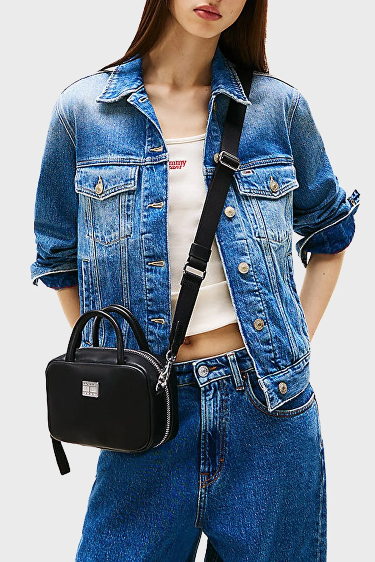 Tommy Jeans Logolu Ayarlanabilir Askılı Bayan Çanta AW0AW17294 BDS SİYAH - 2