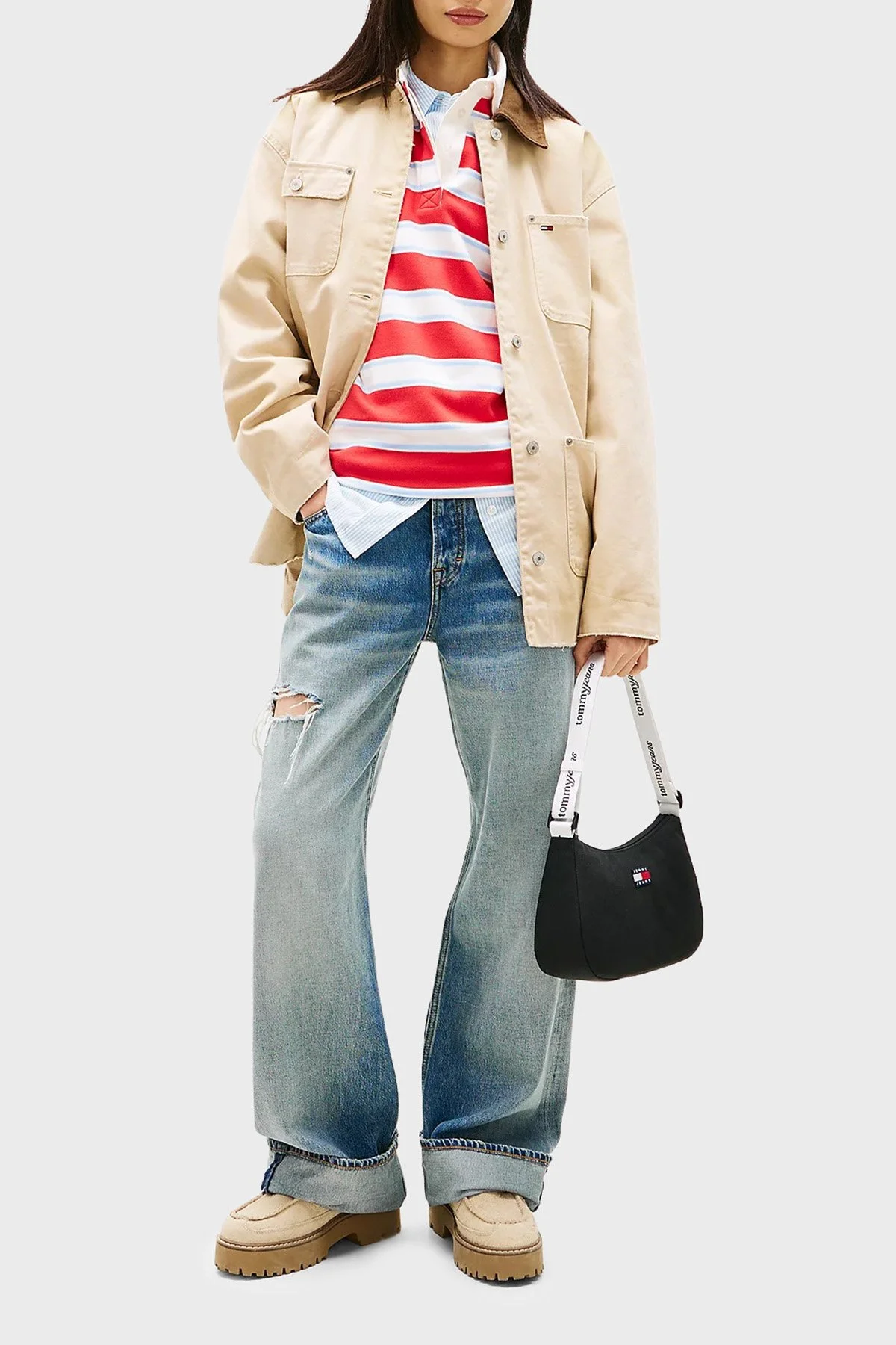 Tommy Jeans Logolu Ayarlanabilir Askılı Kadın Çanta AW0AW18463 BDS SİYAH - 2