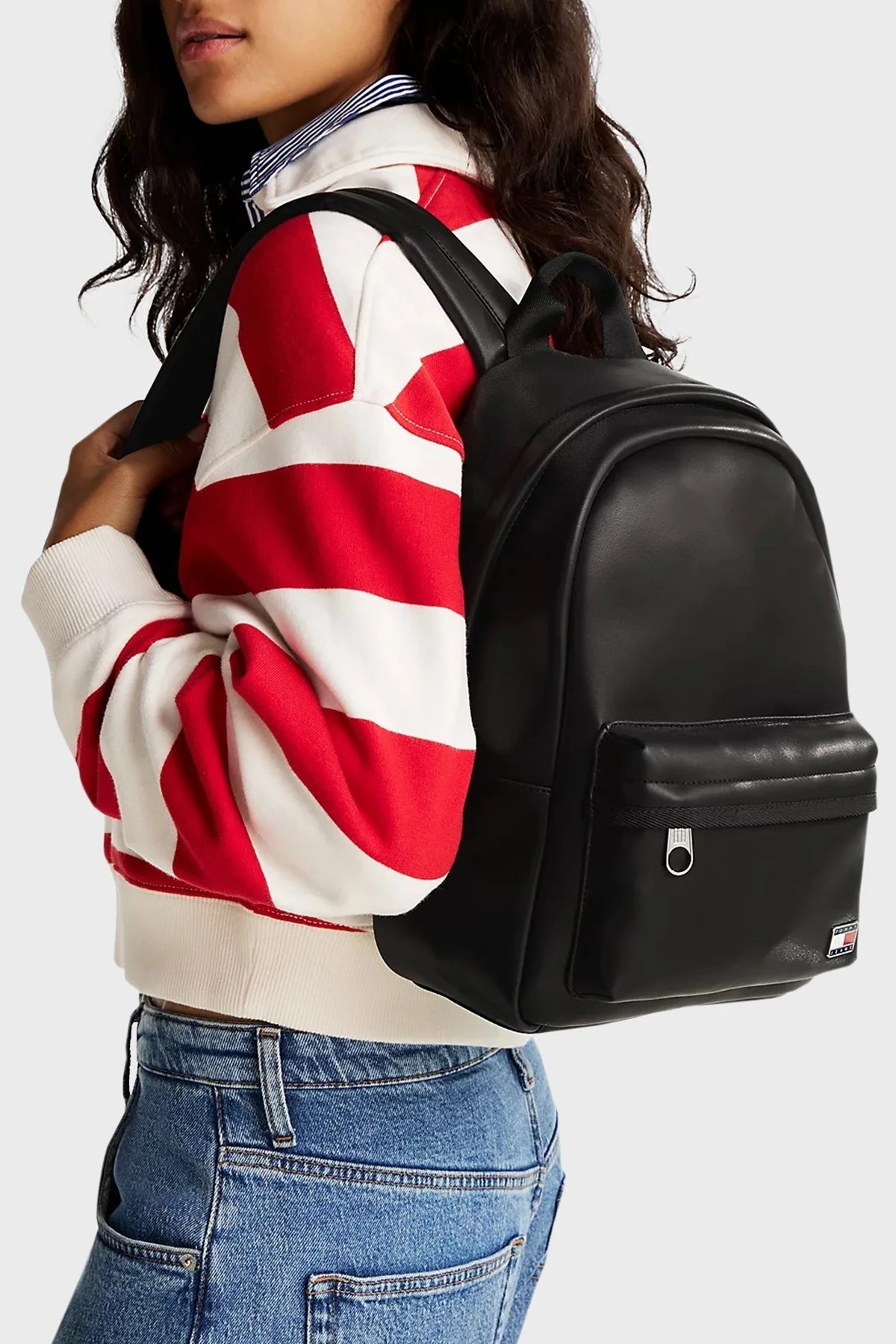 Tommy Jeans Logolu Ayarlanabilir Çift Askılı Bayan Sırt Çantası AW0AW17357 BDS SİYAH - 2