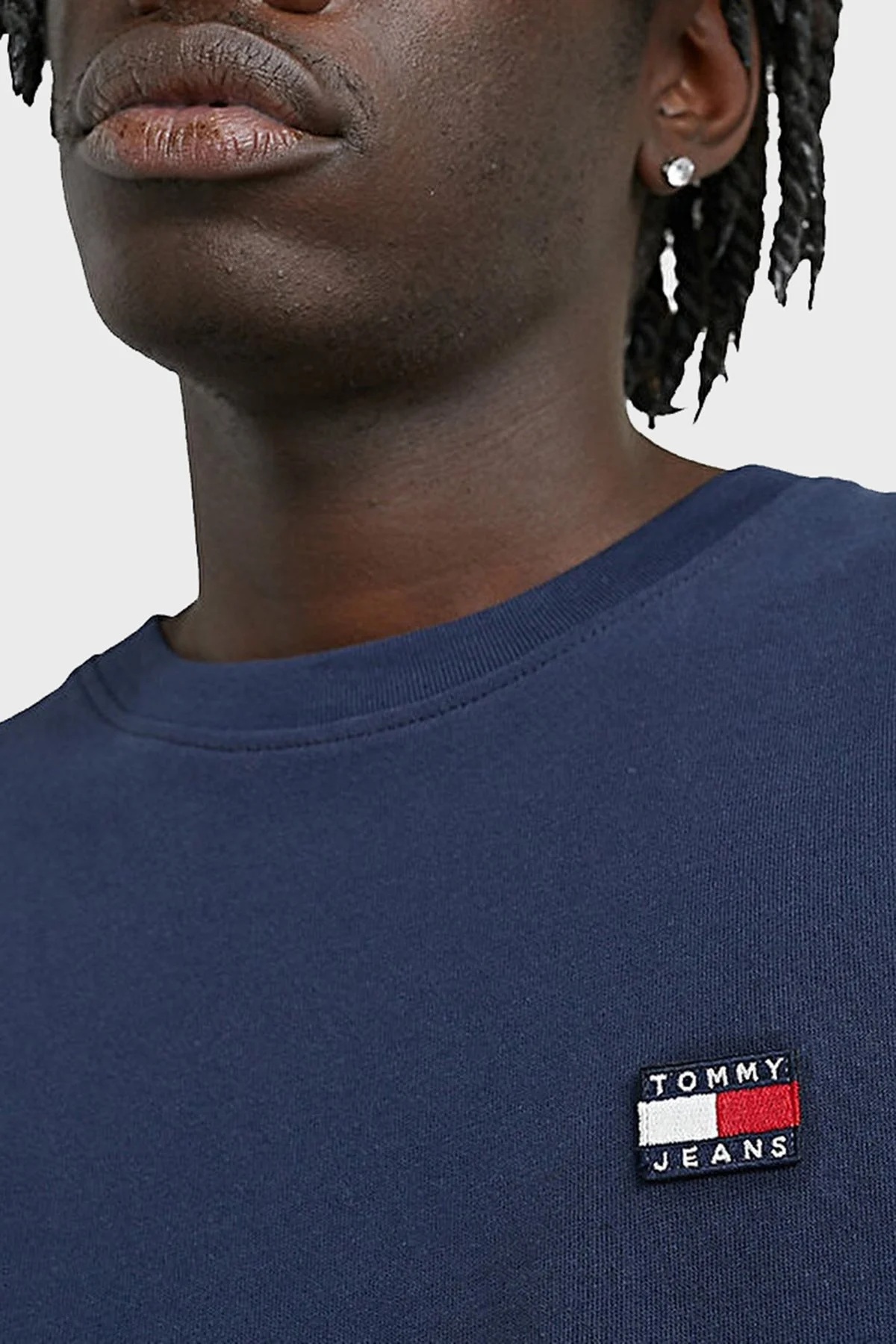 Tommy Jeans Logolu Bisiklet Yaka % 100 Pamuk Regular Fit Erkek T Shirt DM0DM16320 C87 LACİVERT - 2
