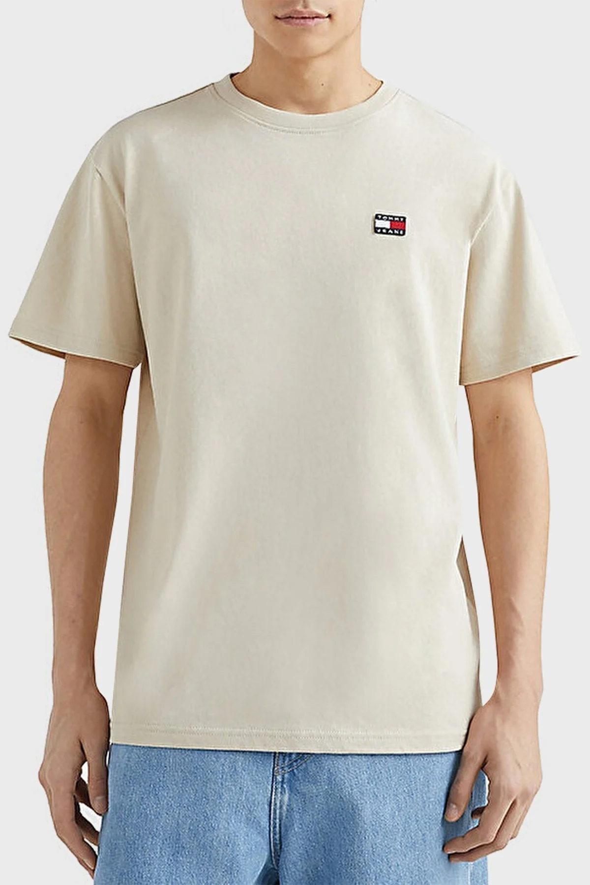 Tommy Jeans Logolu Bisiklet Yaka % 100 Pamuk Regular Fit Erkek T Shirt DM0DM16320 YBH BEYAZ - 1