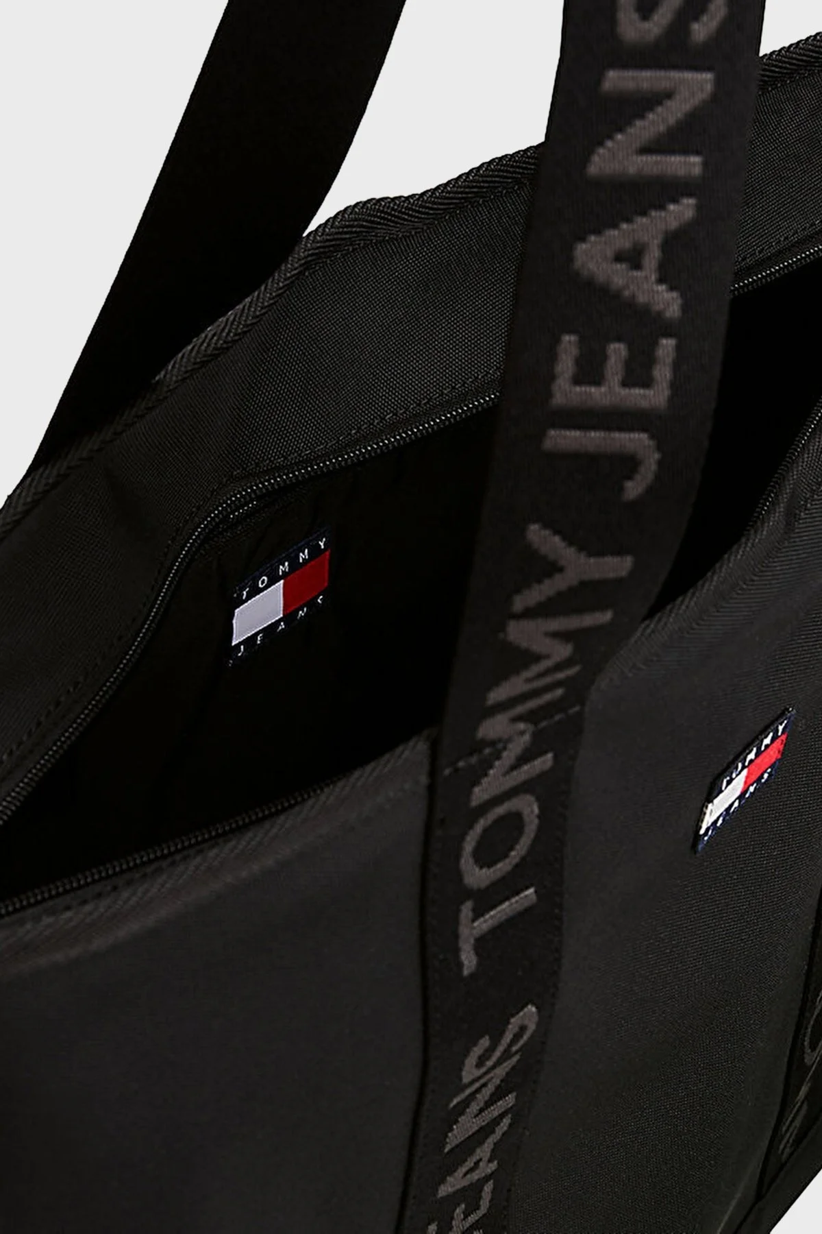 Tommy Jeans Logolu Çift Tutma Saplı Büyük Tote Bayan Çanta AW0AW17567 BDS SİYAH - 4