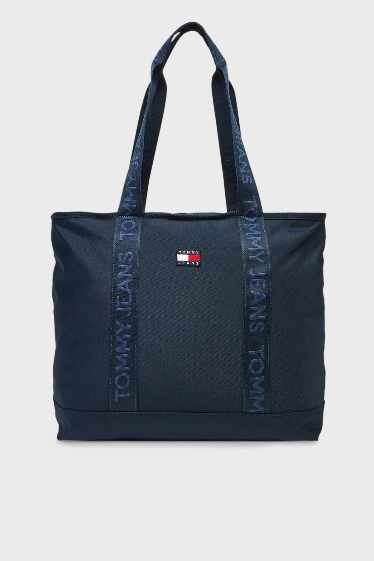 Tommy Jeans Logolu Çift Tutma Saplı Büyük Tote Bayan Çanta AW0AW17567 C1G LACİVERT - 1