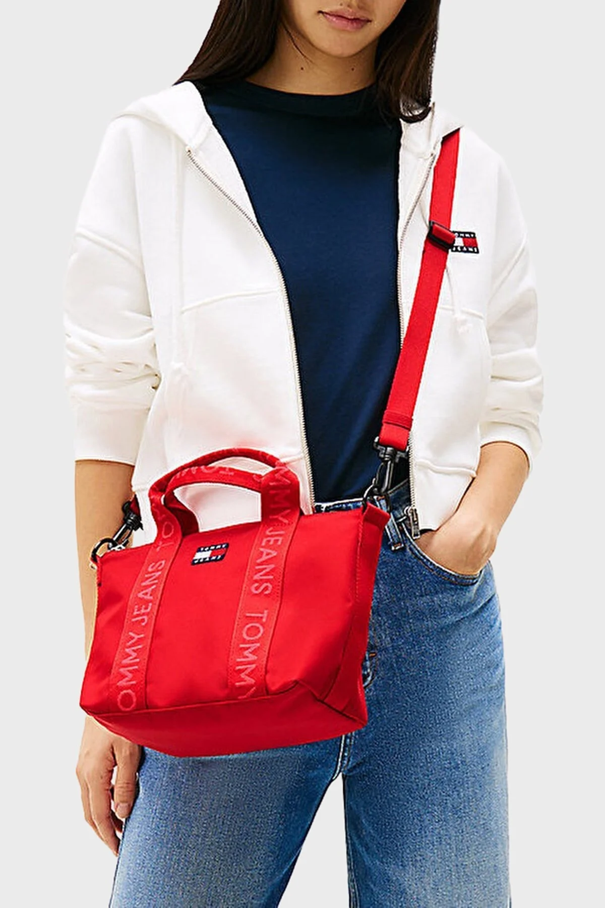 Tommy Jeans Logolu Çıkarılabilir Askılı Bayan Çanta AW0AW17288 XME KIRMIZI - 2