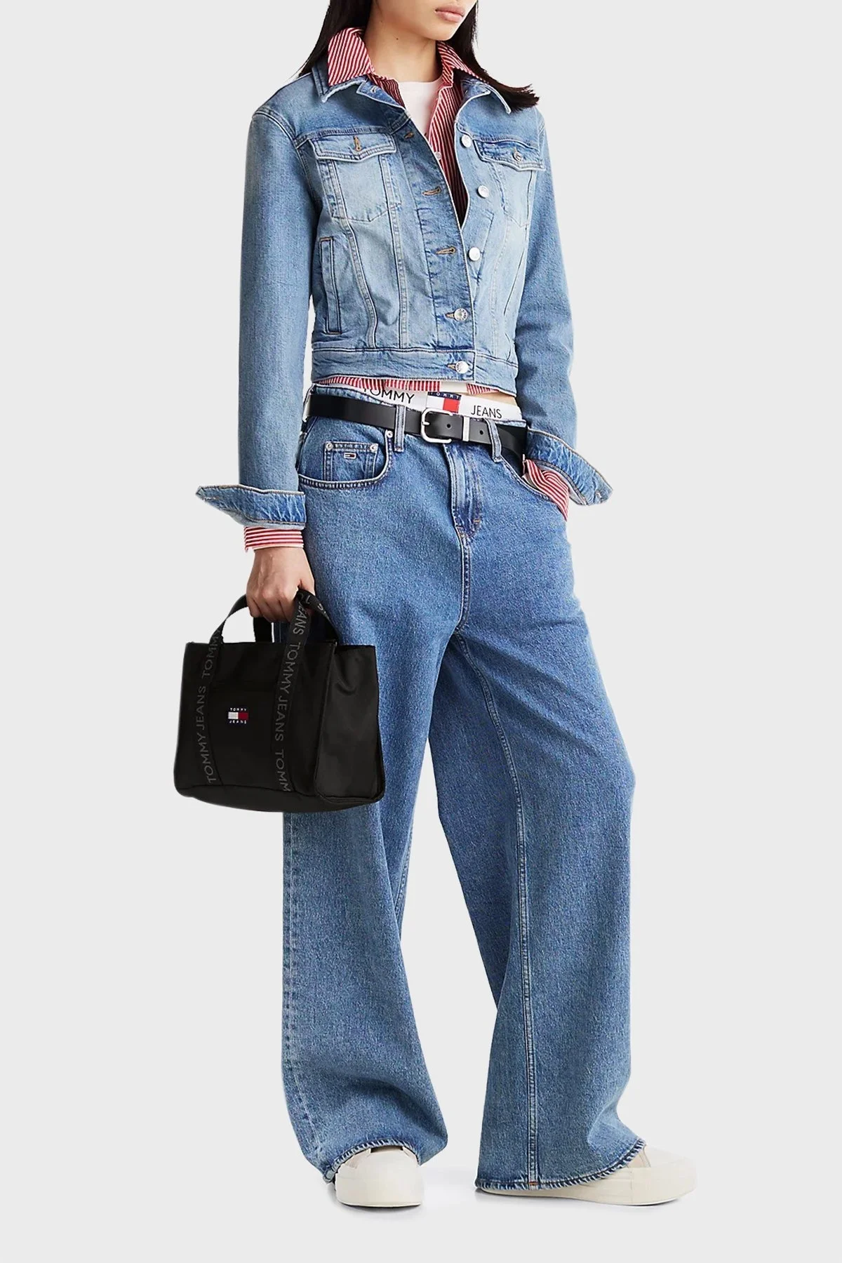 Tommy Jeans Logolu Çıkarılabilir Askılı Tote Bayan Çanta AW0AW17356 BDS SİYAH - 2