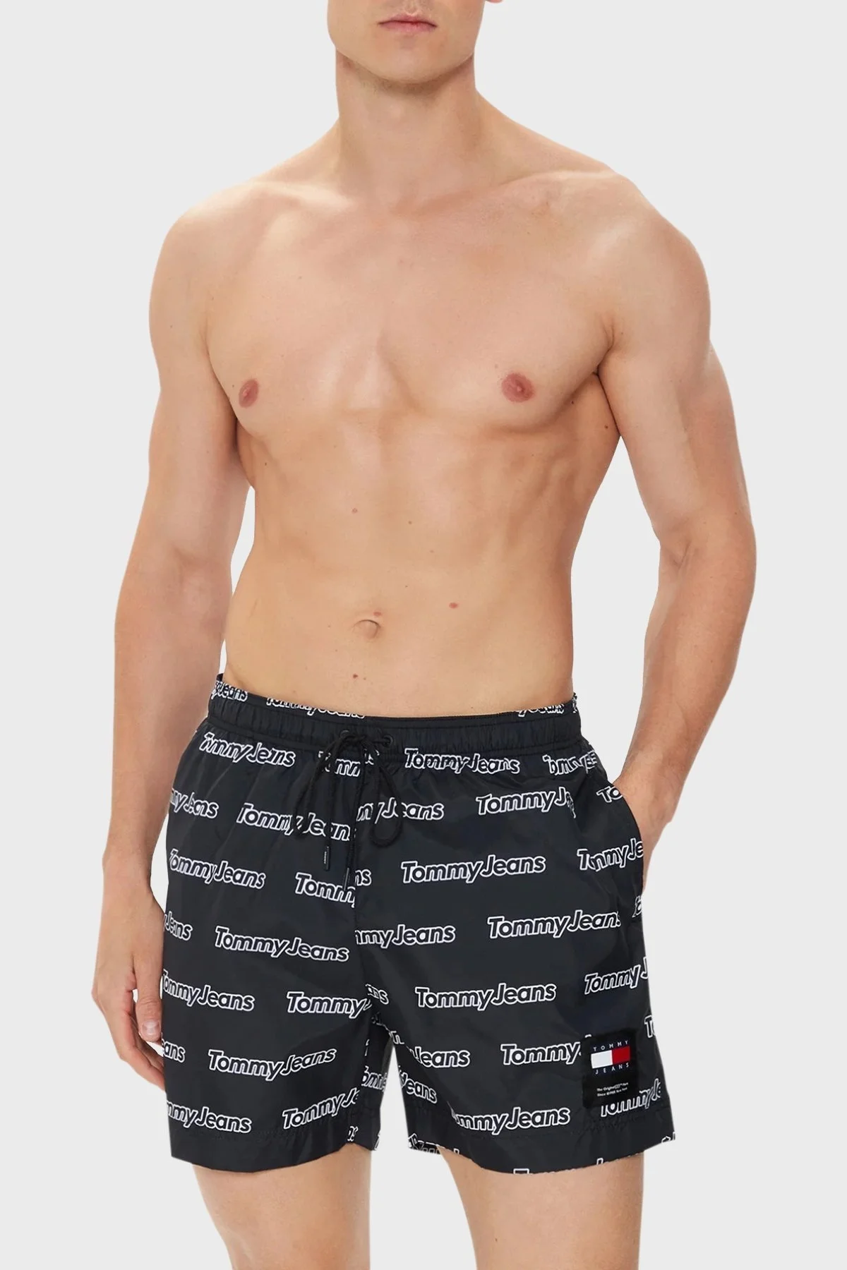 Tommy Jeans Logolu Deniz Şortu Belden Bağlamalı Cepli Erkek Mayo Short UM0UM03150 0GN SİYAH - 2