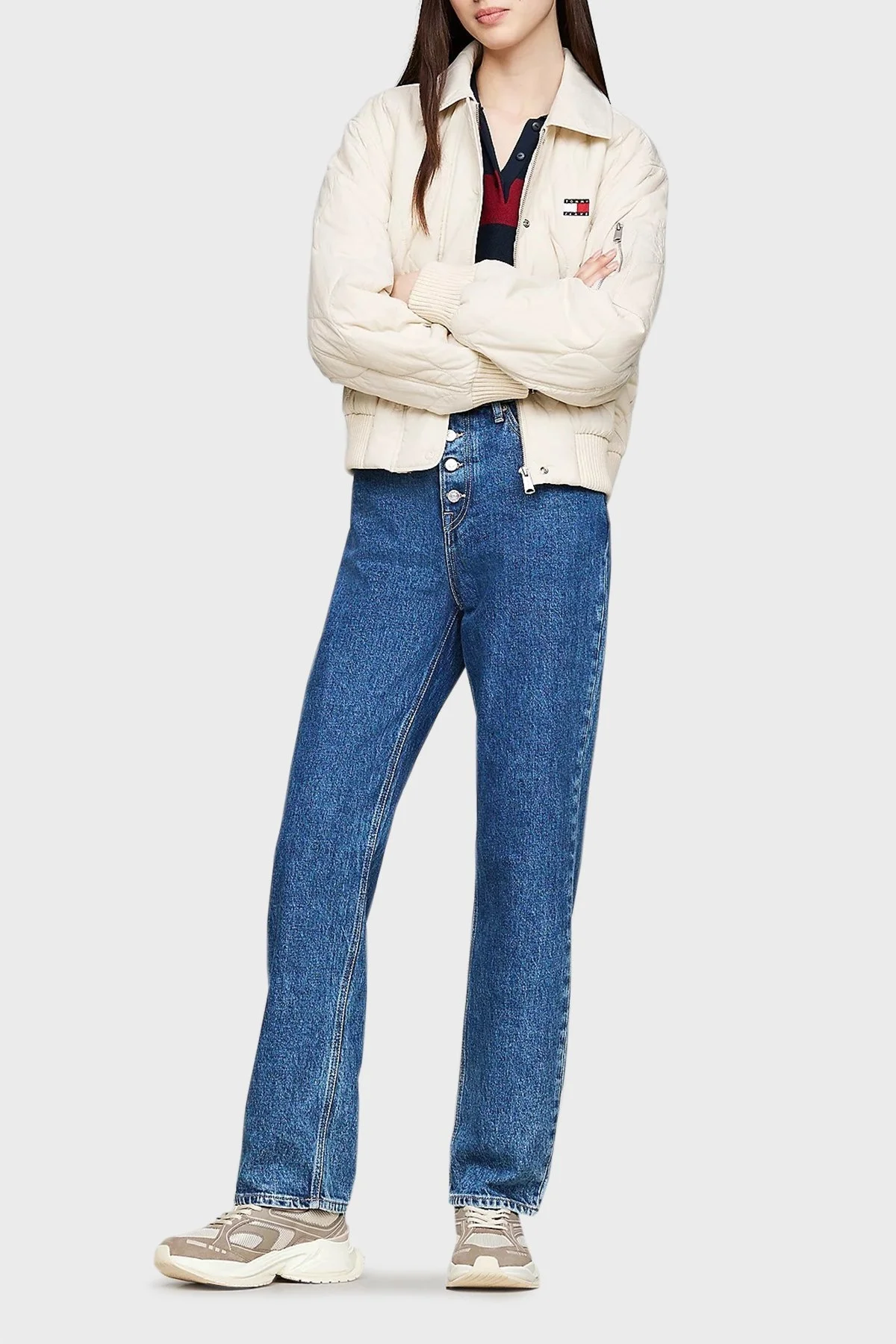 Tommy Jeans Logolu Deri Karışımlı Kalın Tabanlı Sneaker Bayan Ayakkabı EN0EN02620 RBK KOYU HAKİ - 2