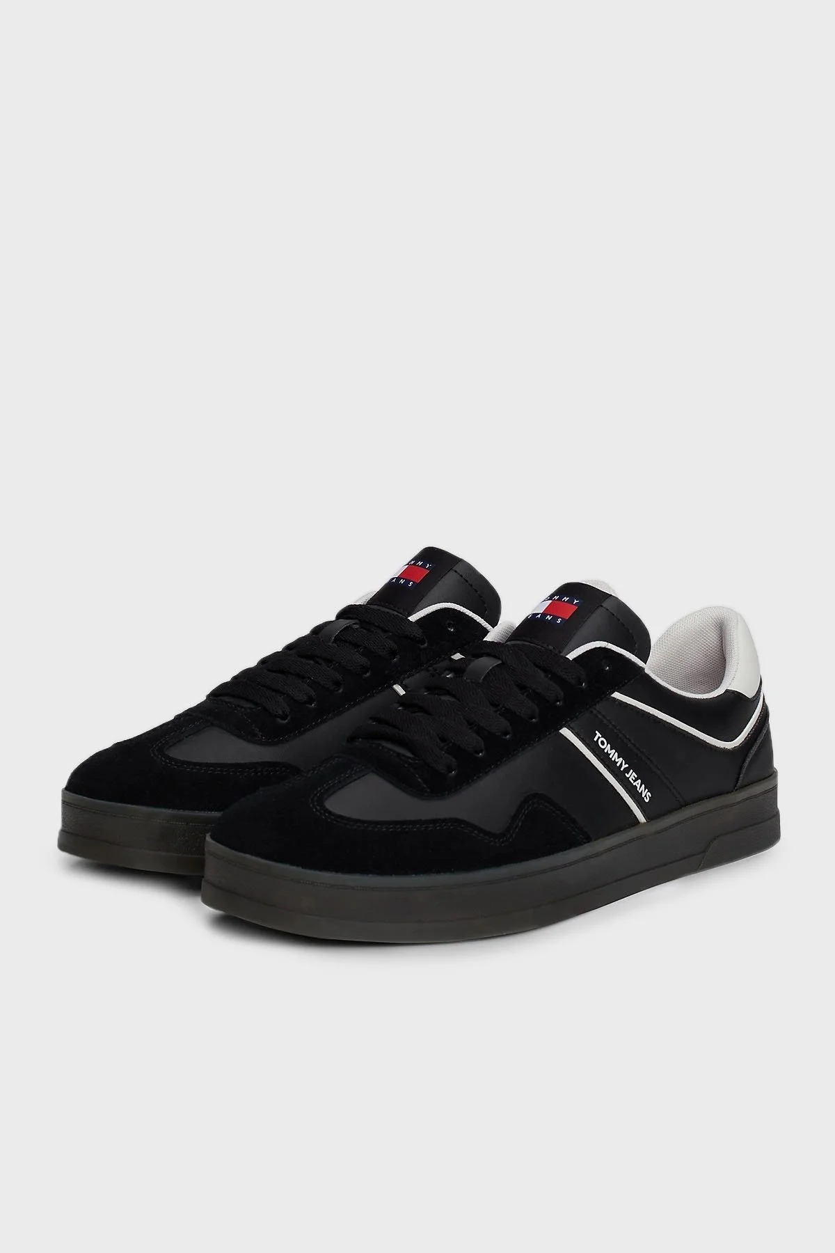 Tommy Jeans Logolu Deri Karışımlı Sneaker Erkek Ayakkabı EM0EM01462 BDS SİYAH - 11