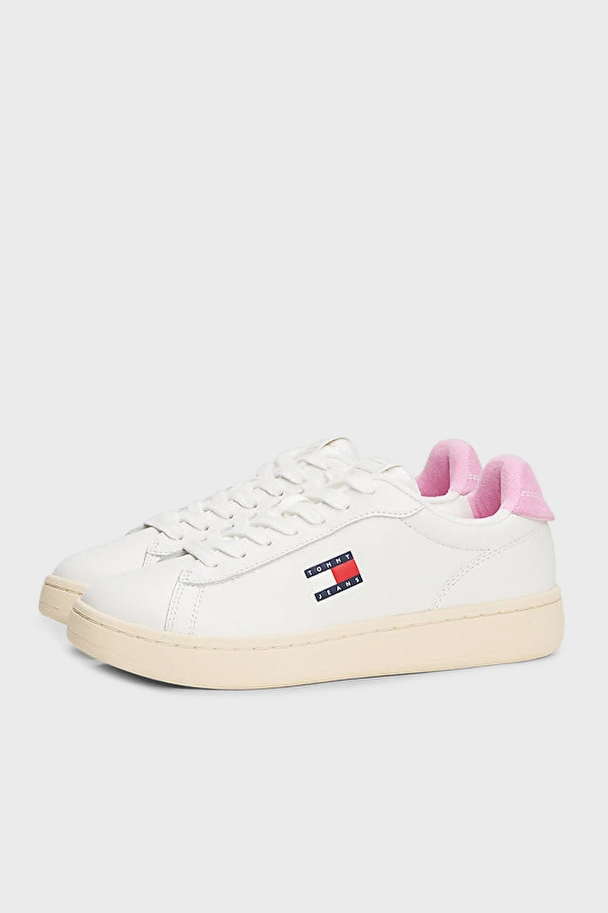 Tommy Jeans Logolu Deri Sneaker Bayan Ayakkabı EN0EN02815 01V BEYAZ - 8