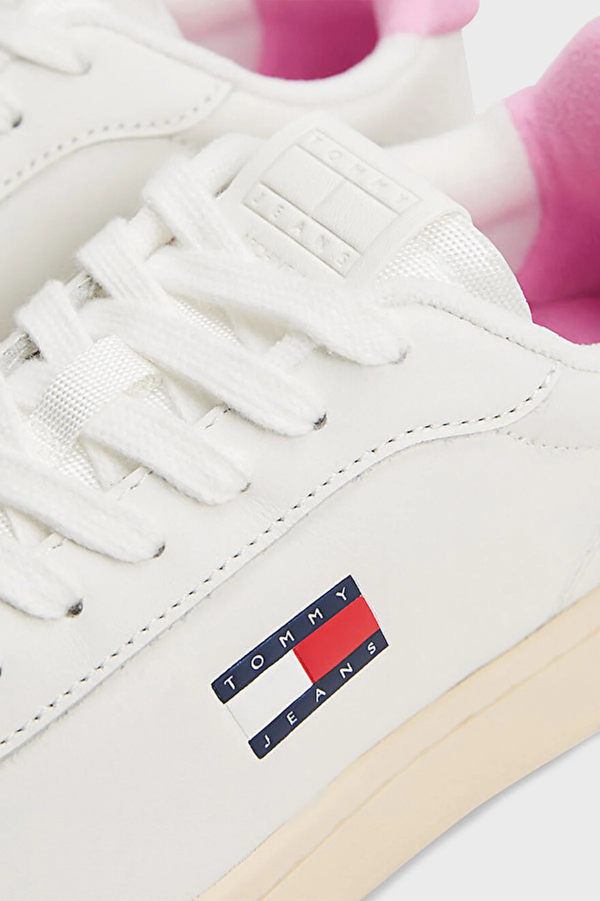 Tommy Jeans Logolu Deri Sneaker Kadın Ayakkabı EN0EN02815 01V BEYAZ - 5