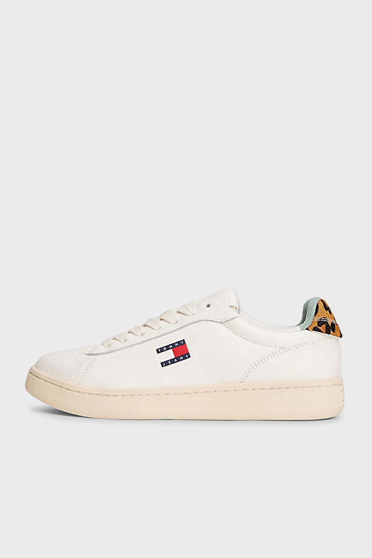 Tommy Jeans Logolu Deri Sneaker Kadın Ayakkabı EN0EN02909 0K7 BEYAZ - 2