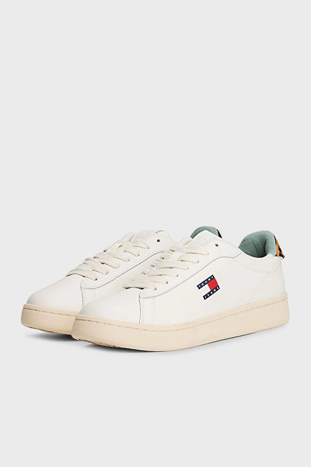 Tommy Jeans Logolu Deri Sneaker Kadın Ayakkabı EN0EN02909 0K7 BEYAZ - 4