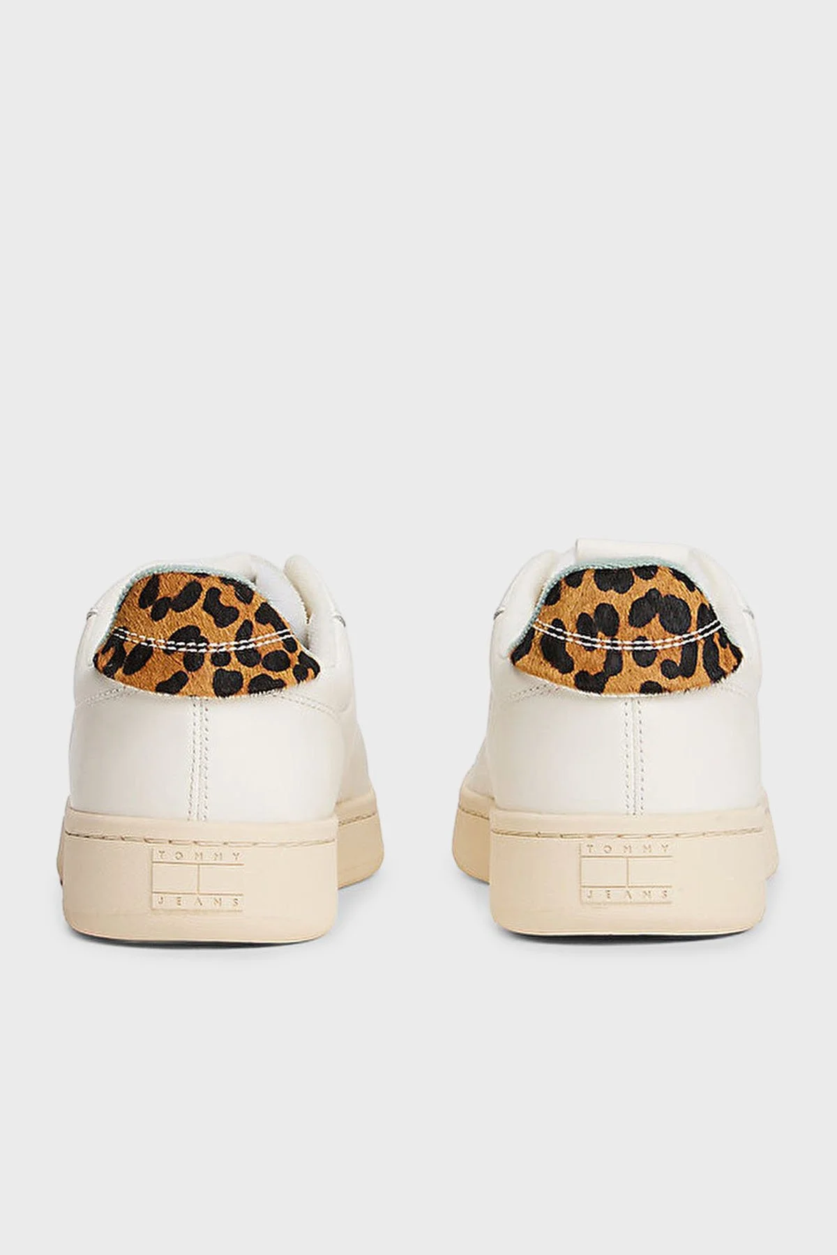 Tommy Jeans Logolu Deri Sneaker Kadın Ayakkabı EN0EN02909 0K7 BEYAZ - 5