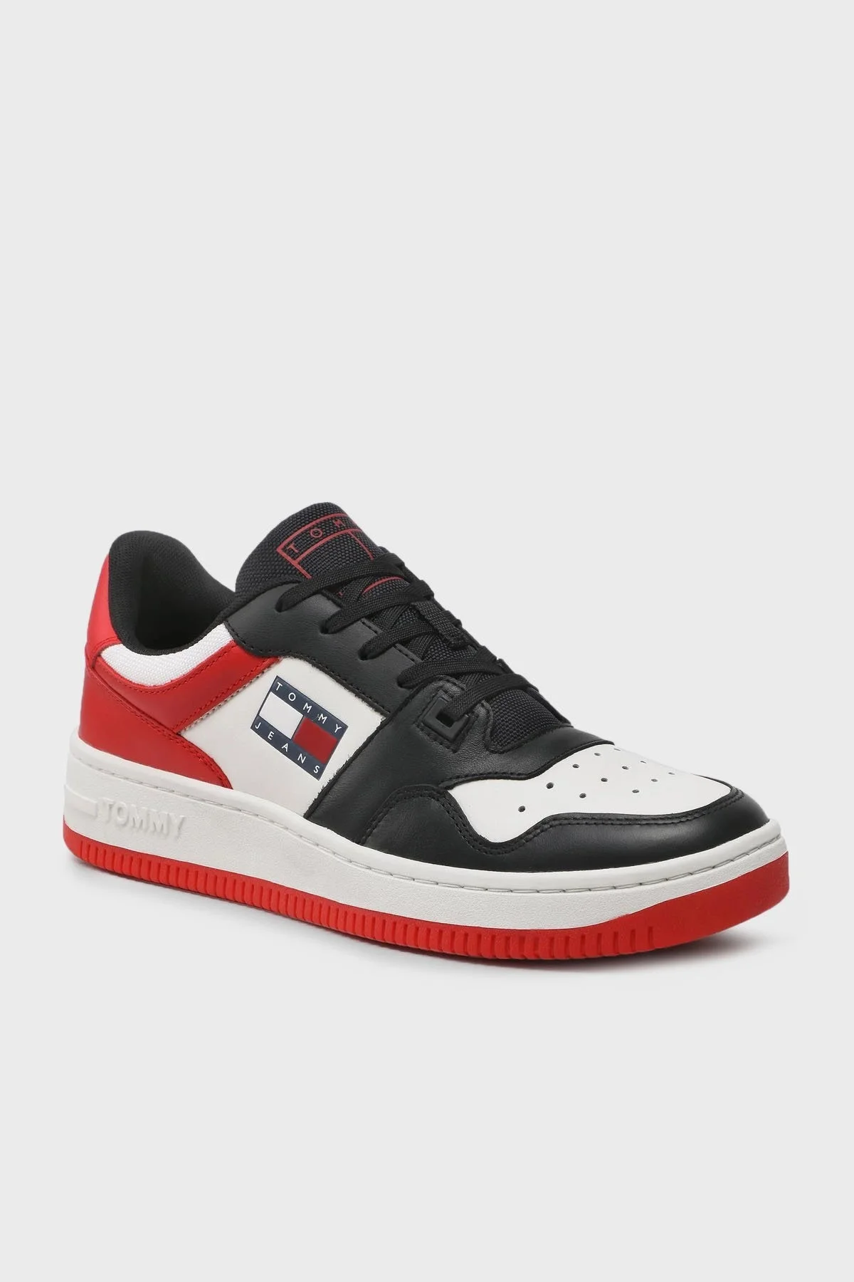 Tommy Jeans Logolu Deri Sneaker Erkek Ayakkabı EM0EM01162 XNL KIRMIZI - 2