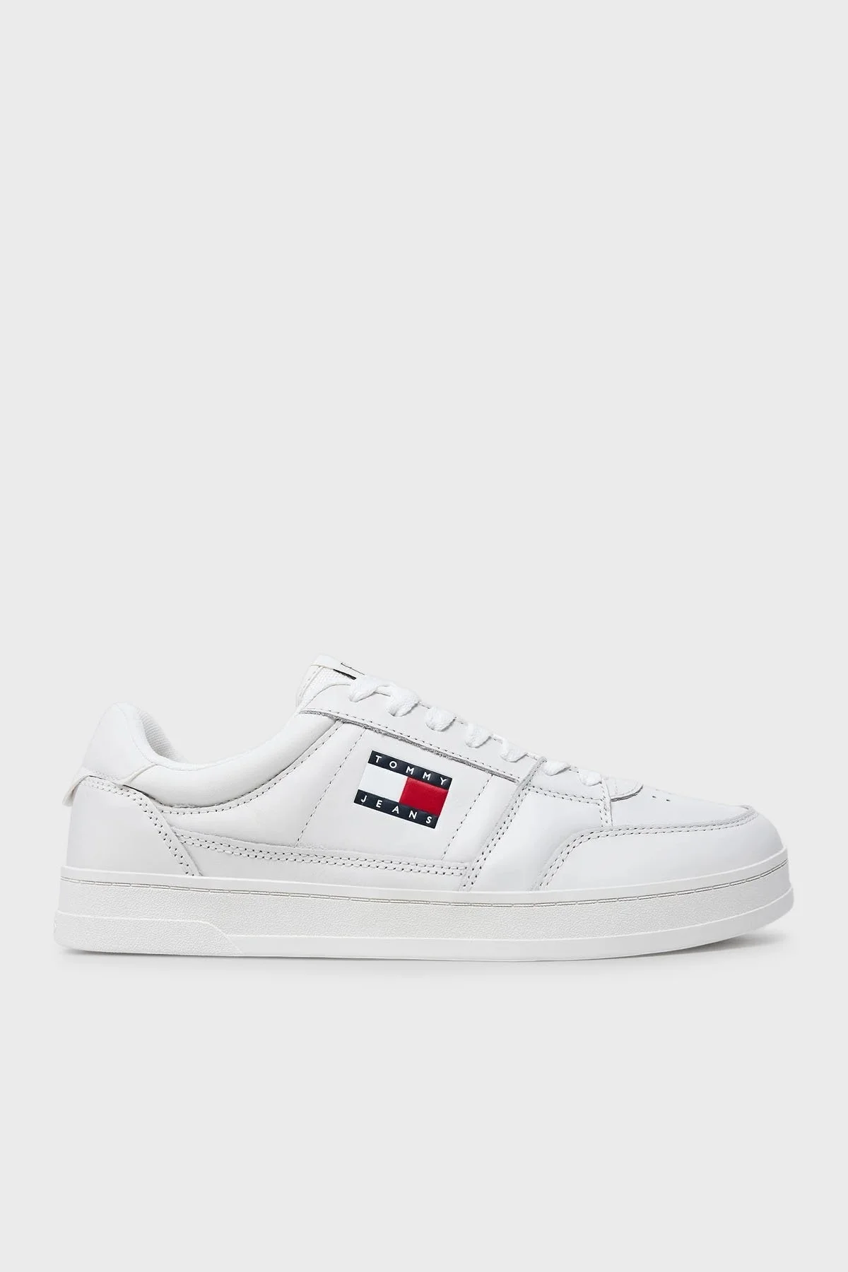 Tommy Jeans Logolu Deri Sneaker Erkek Ayakkabı EM0EM01574 YBL BEYAZ - 1