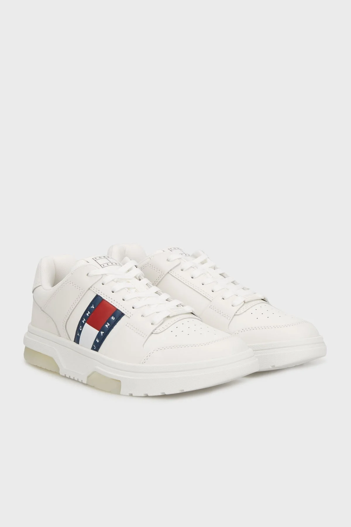 Tommy Jeans Logolu Deri Sneaker Erkek Ayakkabı EM0EM01576 TCR EKRU - 6