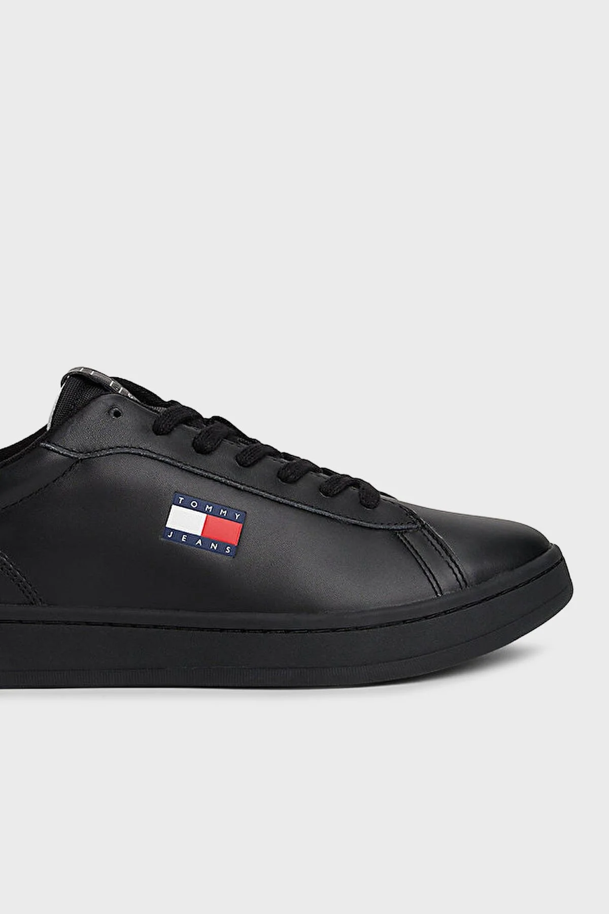 Tommy Jeans Logolu Deri Sneaker Erkek Ayakkabı EM0EM01596 0GQ SİYAH - 6