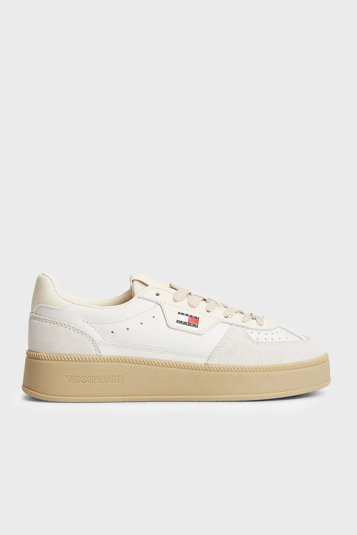 Tommy Jeans Logolu Deri Sneaker Kadın Ayakkabı EN0EN03091 YBL Beyaz - 1