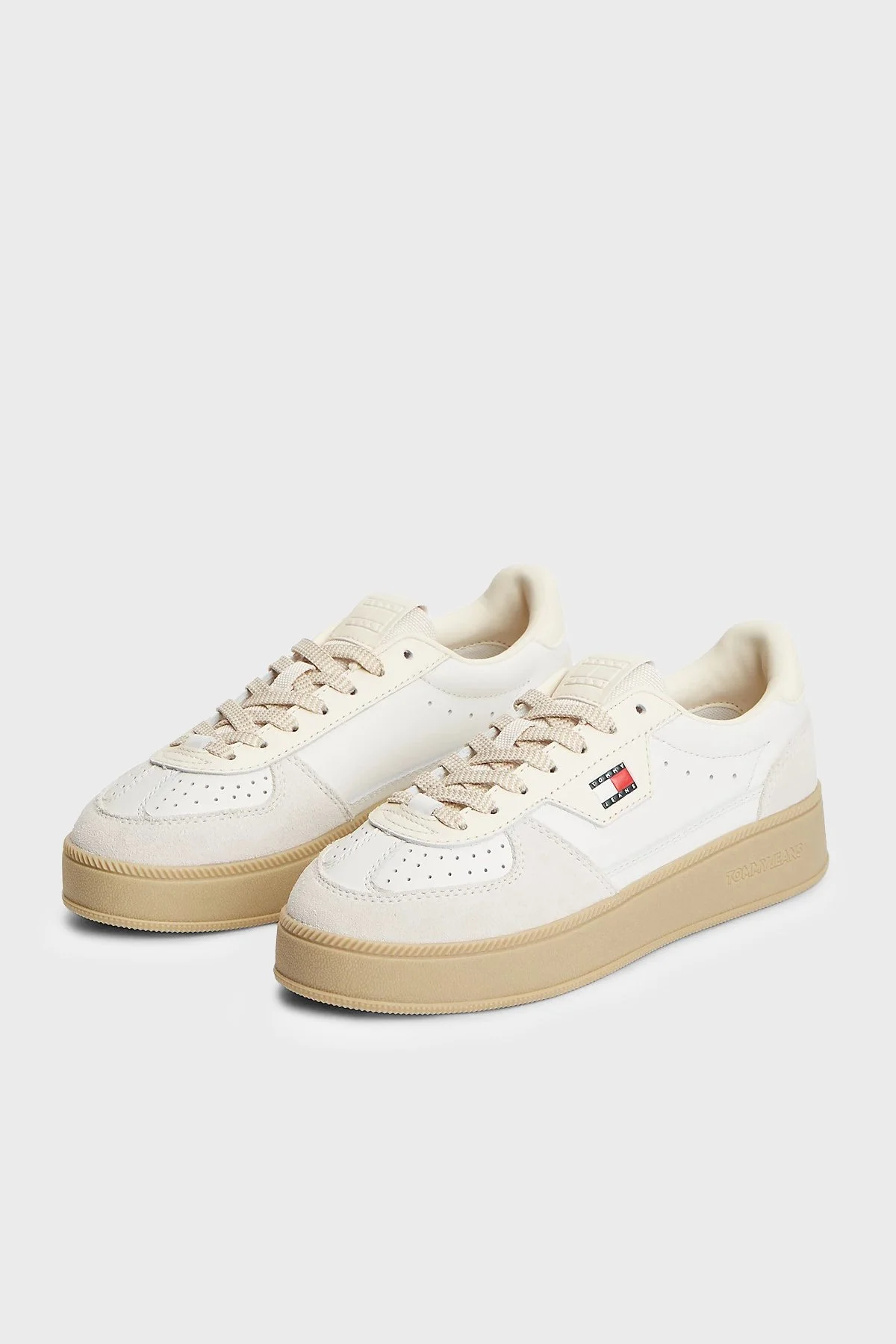 Tommy Jeans Logolu Deri Sneaker Kadın Ayakkabı EN0EN03091 YBL Beyaz - 2