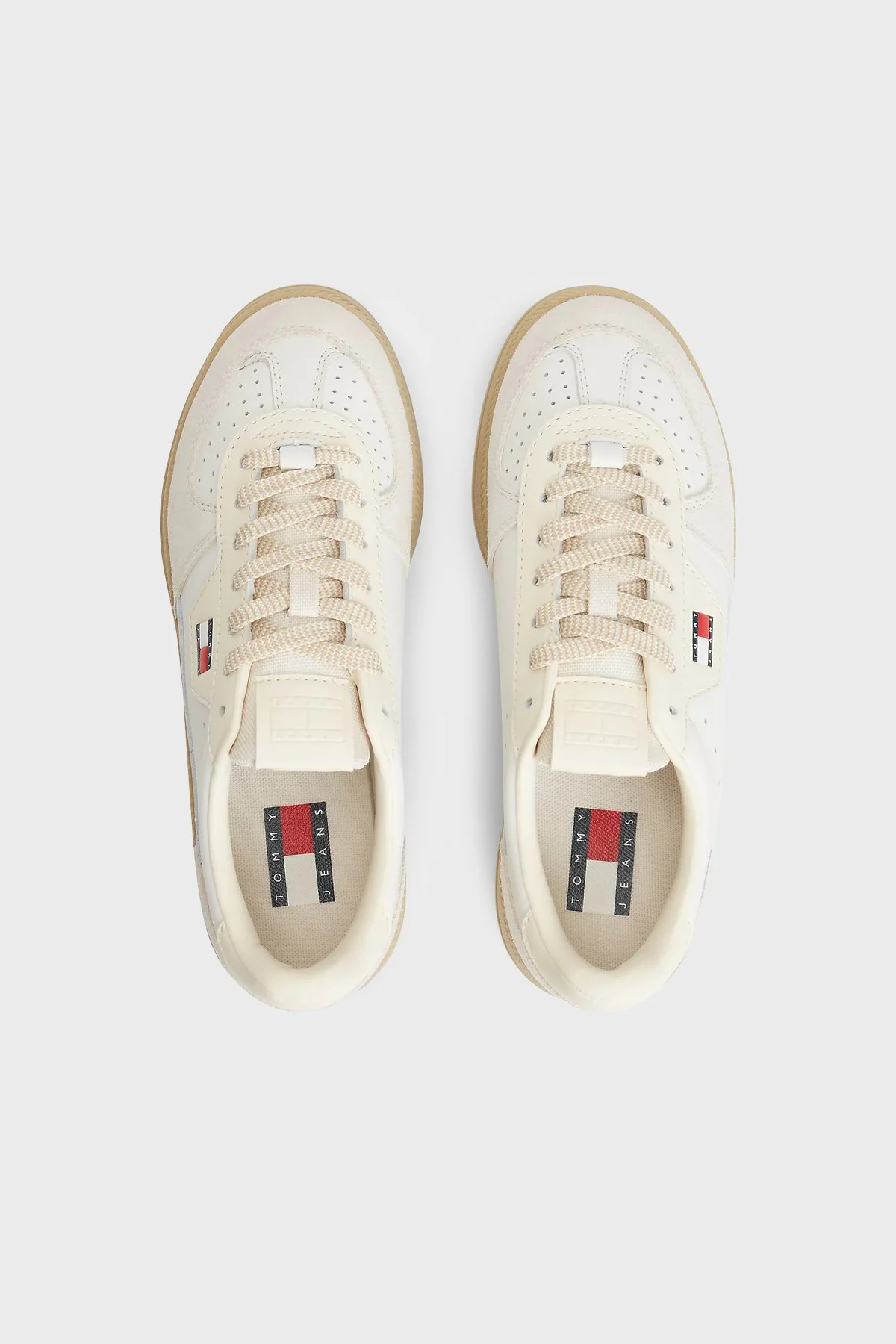Tommy Jeans Logolu Deri Sneaker Kadın Ayakkabı EN0EN03091 YBL Beyaz - 4